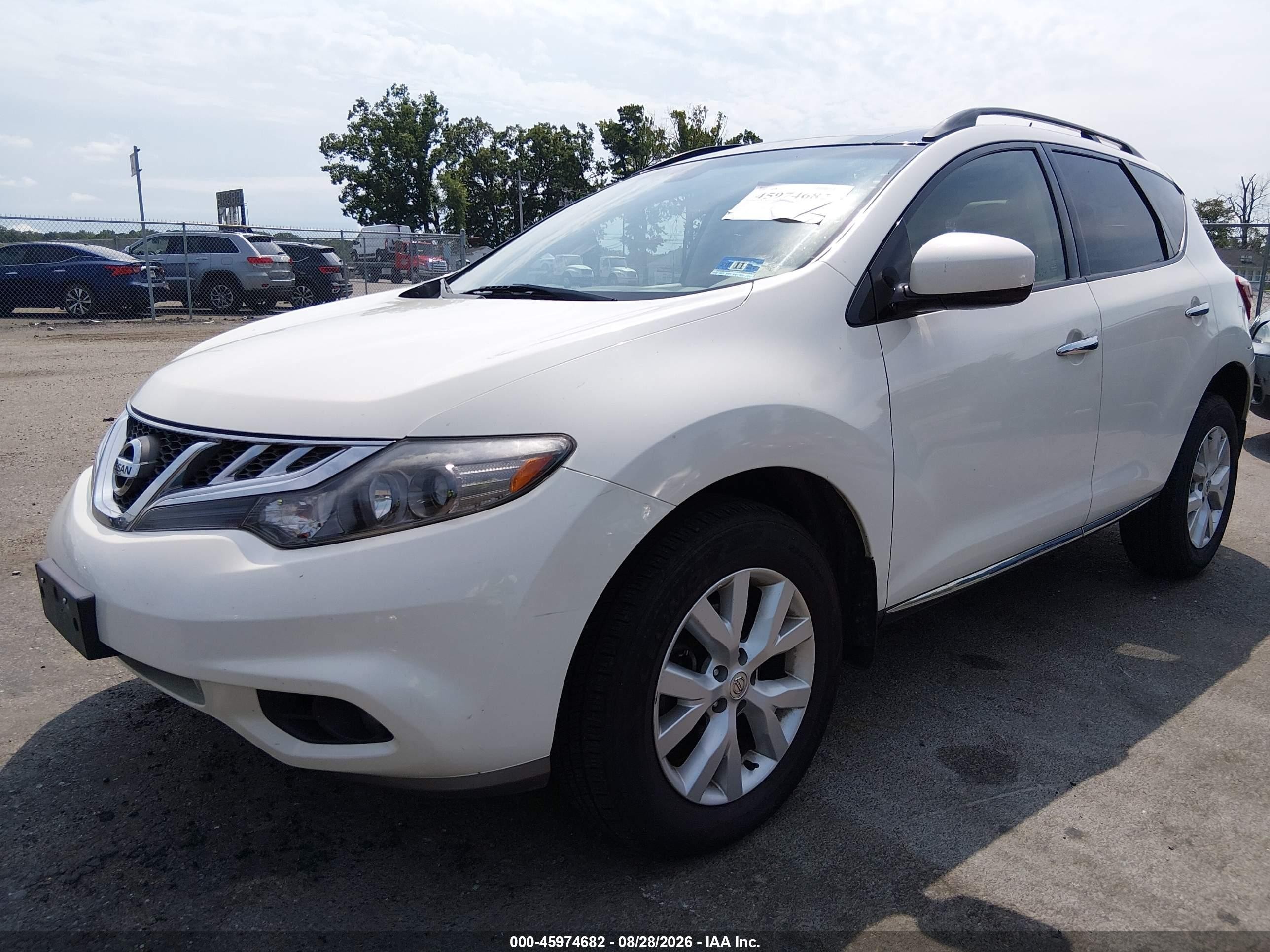 2014 Nissan Murano S/sl/sv/le White vin: JN8AZ1MW2EW517761