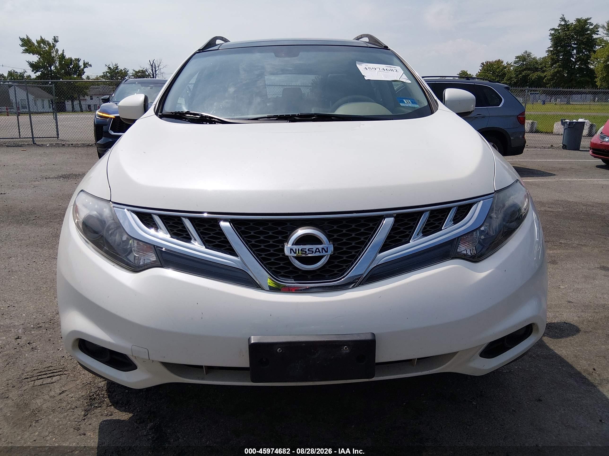 2014 Nissan Murano S/sl/sv/le White vin: JN8AZ1MW2EW517761