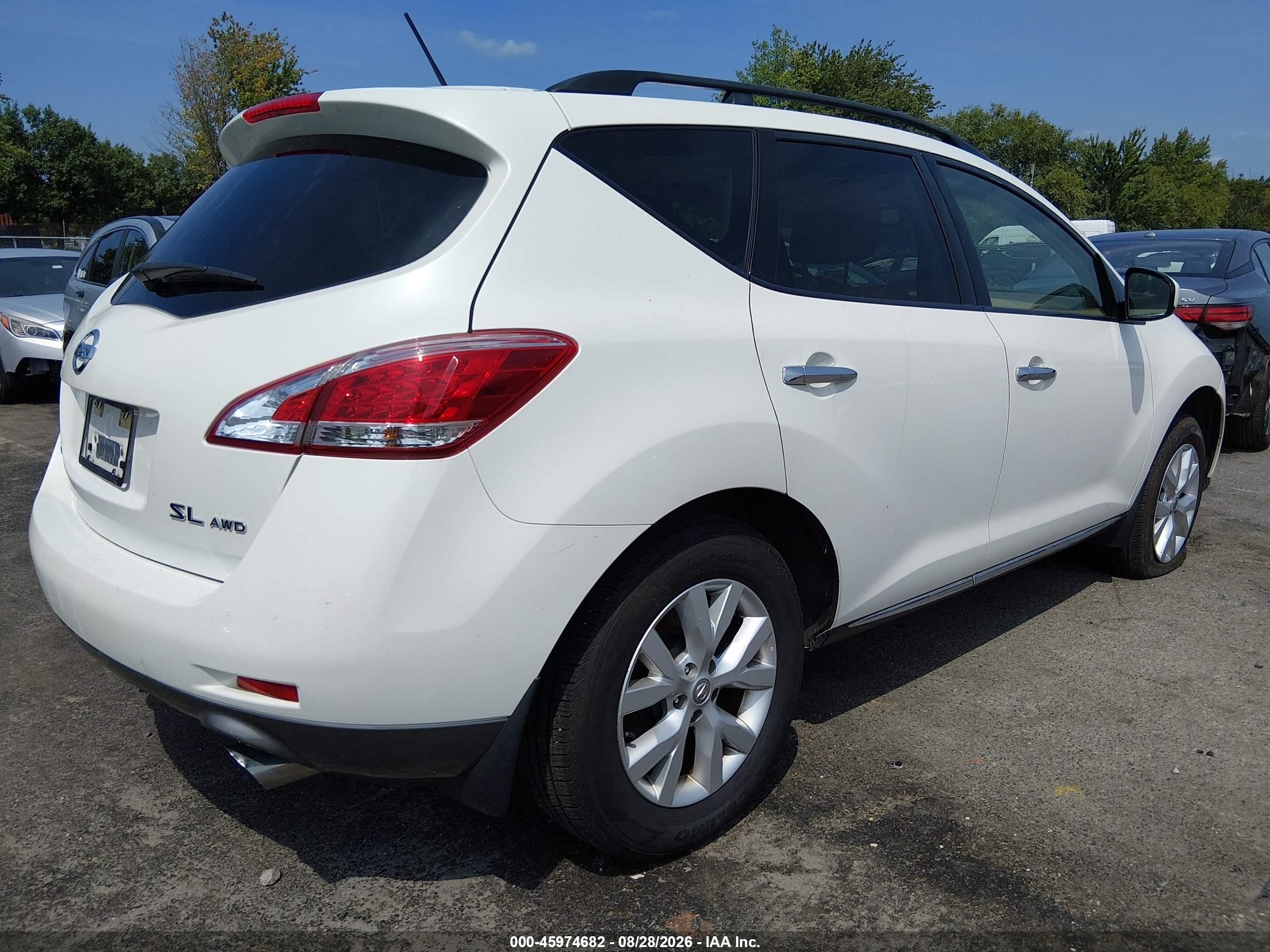 2014 Nissan Murano S/sl/sv/le White vin: JN8AZ1MW2EW517761