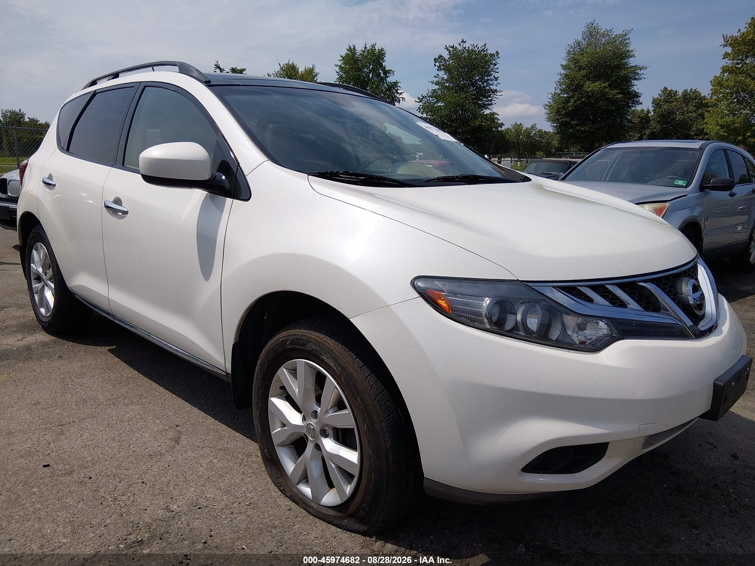 2014 Nissan Murano S/sl/sv/le White vin: JN8AZ1MW2EW517761