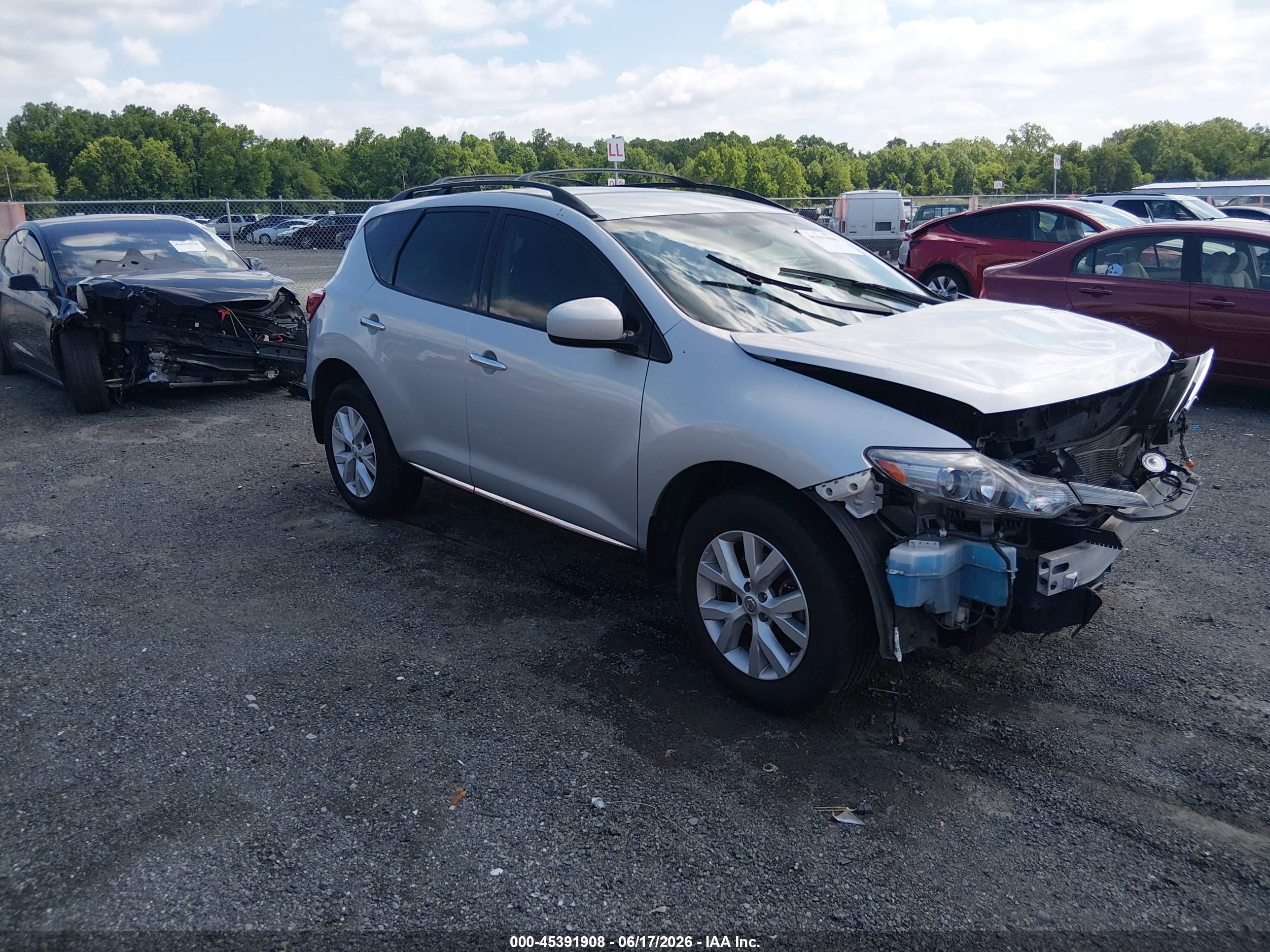 2014 Nissan Murano Sv Silver vin: JN8AZ1MW2EW520191