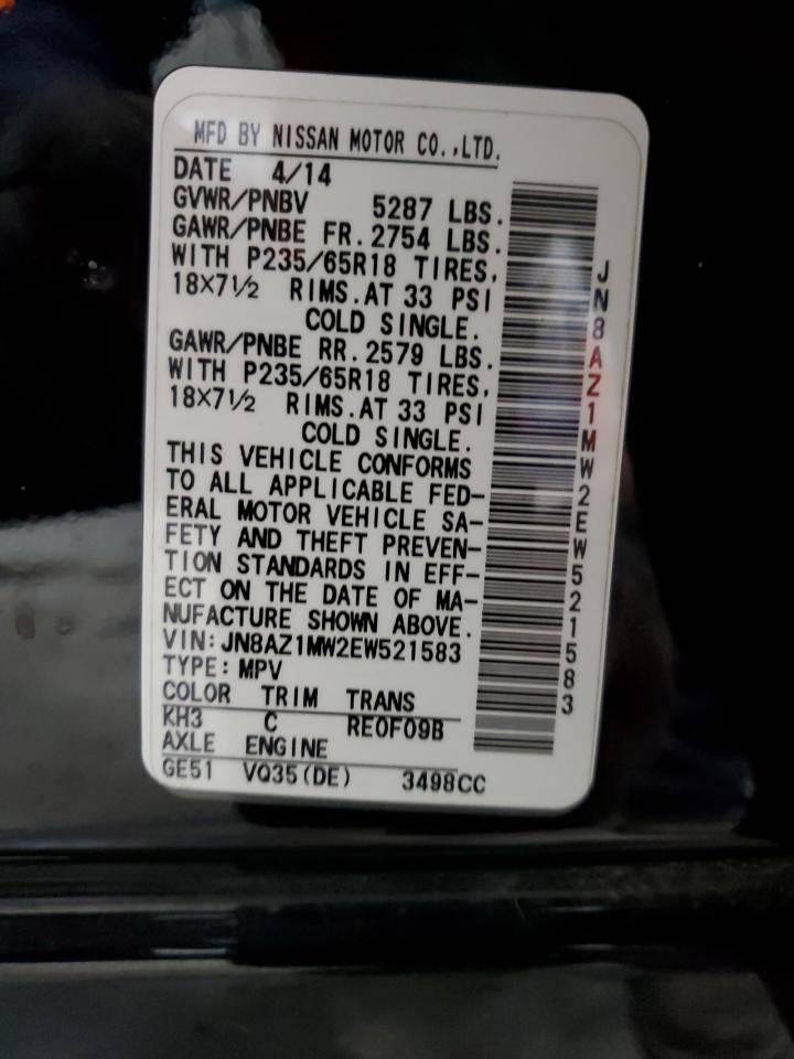 2014 Nissan Murano S Black vin: JN8AZ1MW2EW521583