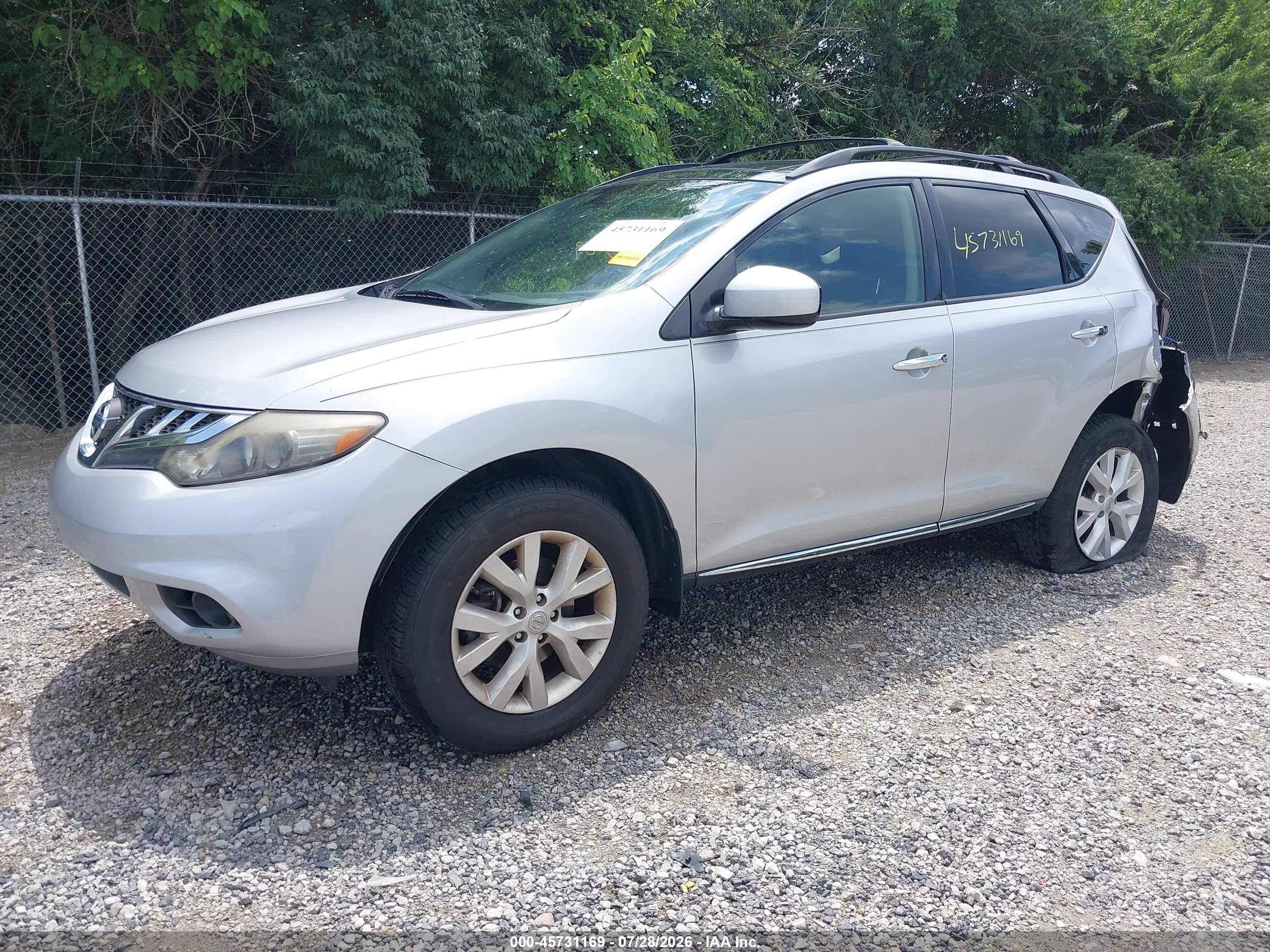 2014 Nissan Murano Sl Silver vin: JN8AZ1MW2EW533233