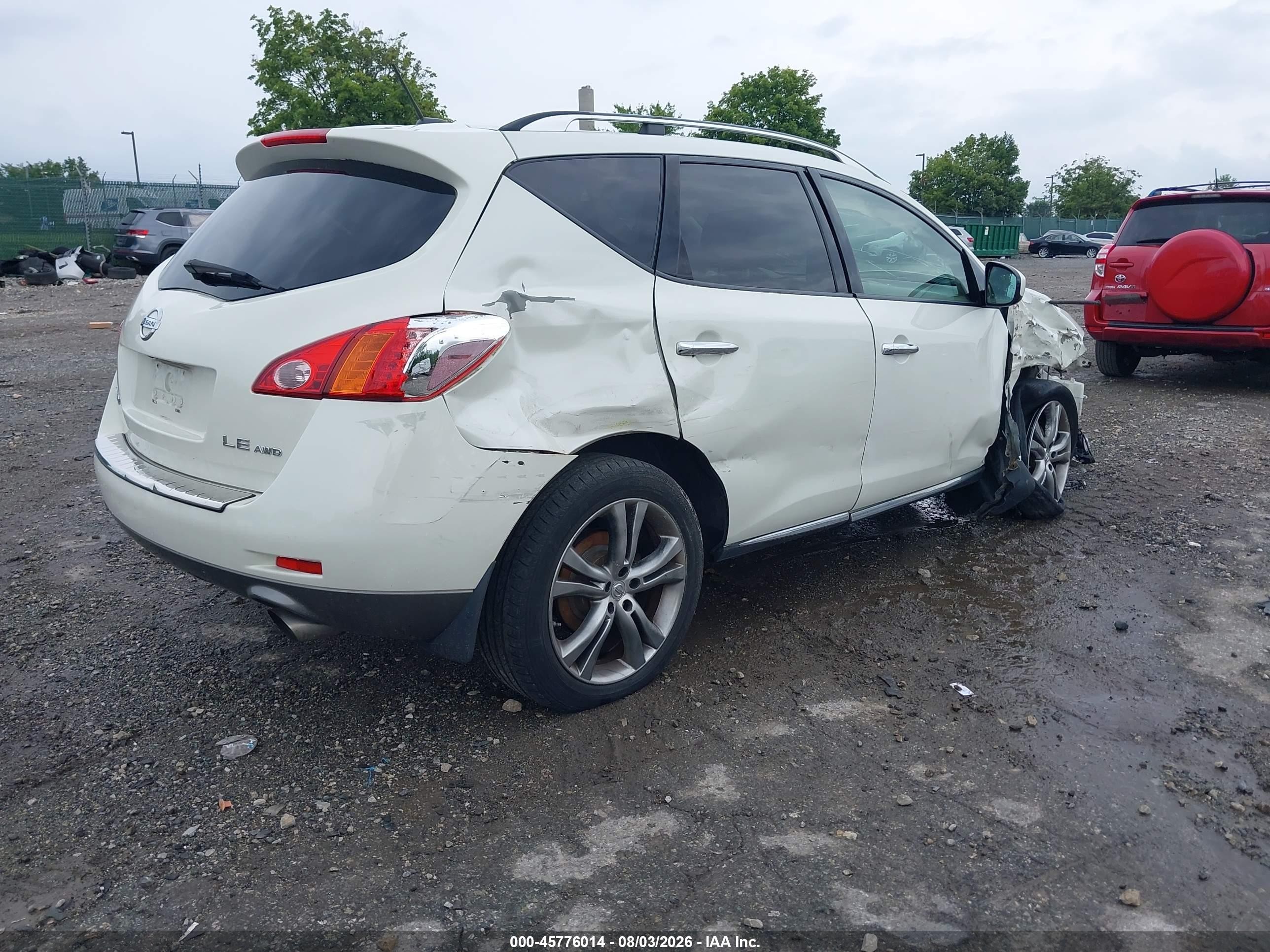 2010 Nissan Murano Le White vin: JN8AZ1MW3AW112499