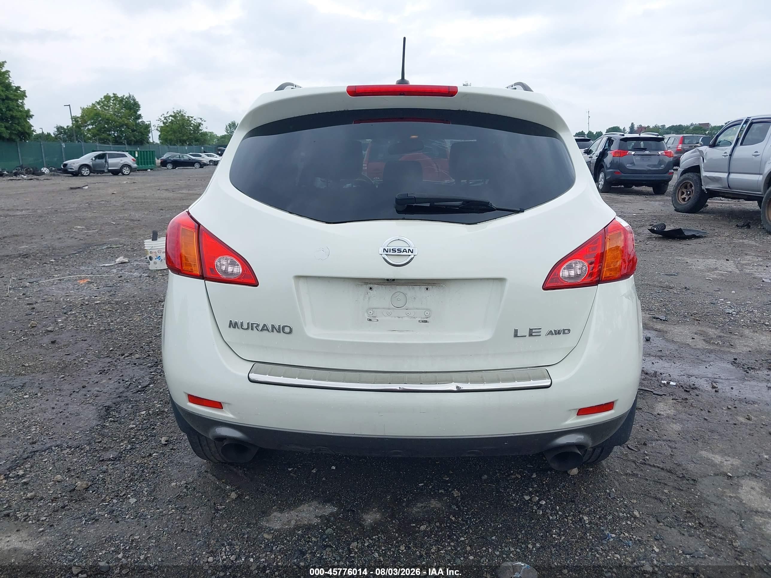2010 Nissan Murano Le White vin: JN8AZ1MW3AW112499