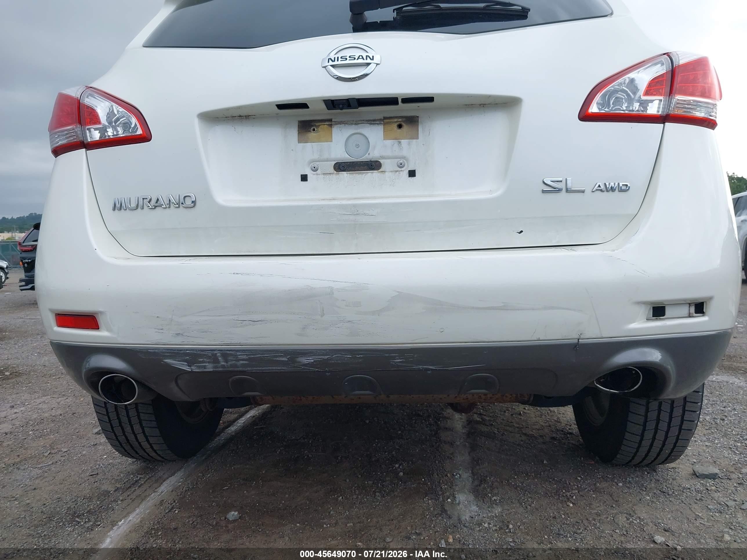 2014 Nissan Murano Sl White vin: JN8AZ1MW3EW514383