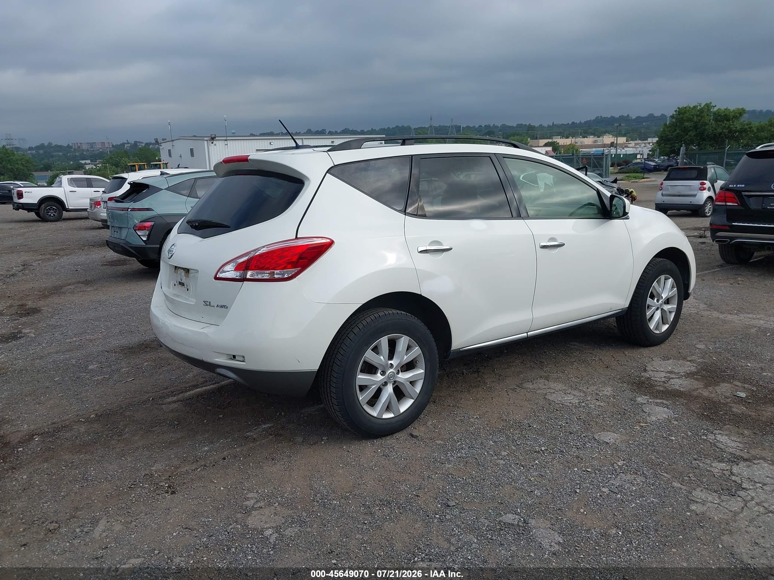 2014 Nissan Murano Sl White vin: JN8AZ1MW3EW514383