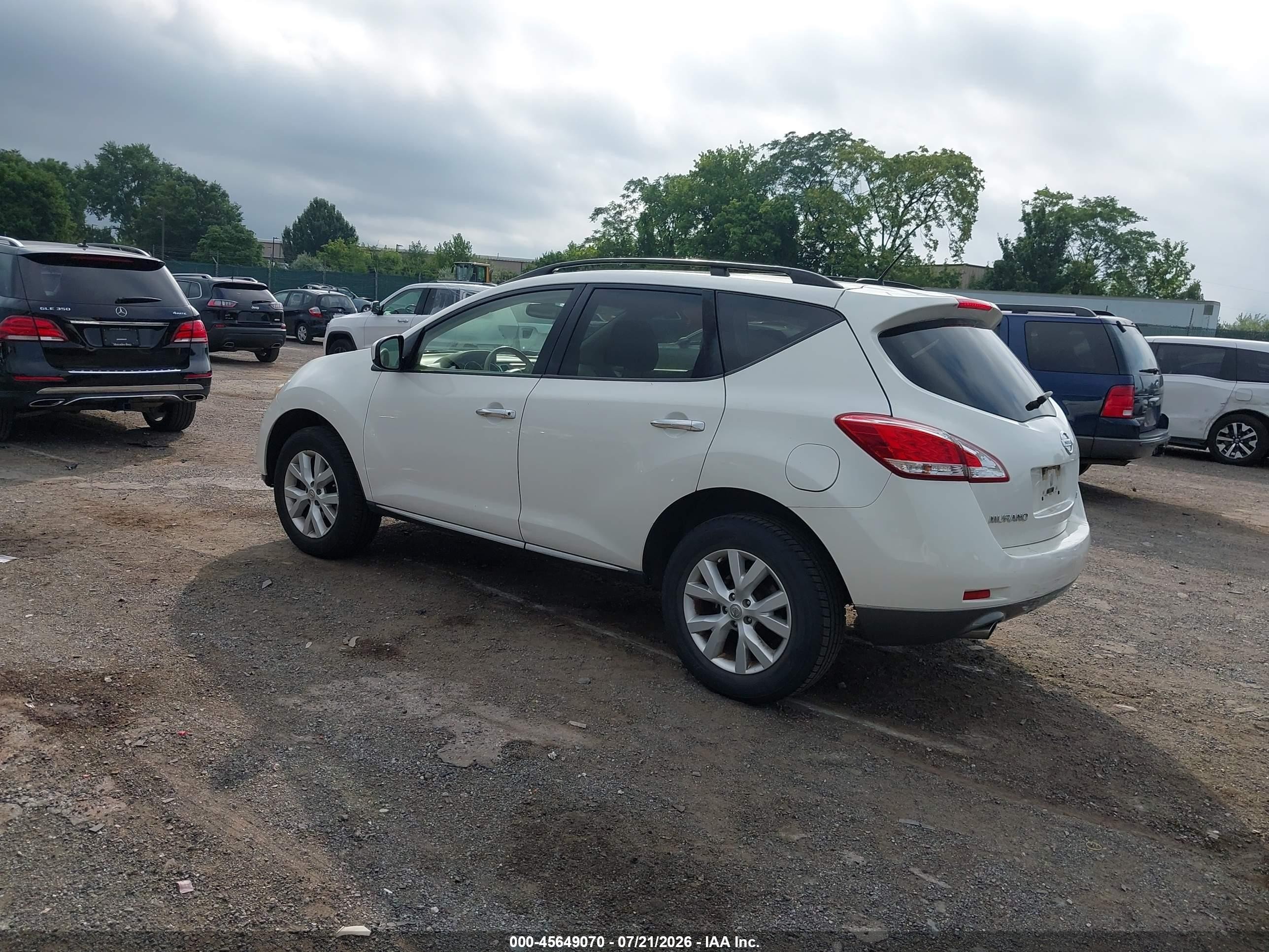 2014 Nissan Murano Sl White vin: JN8AZ1MW3EW514383