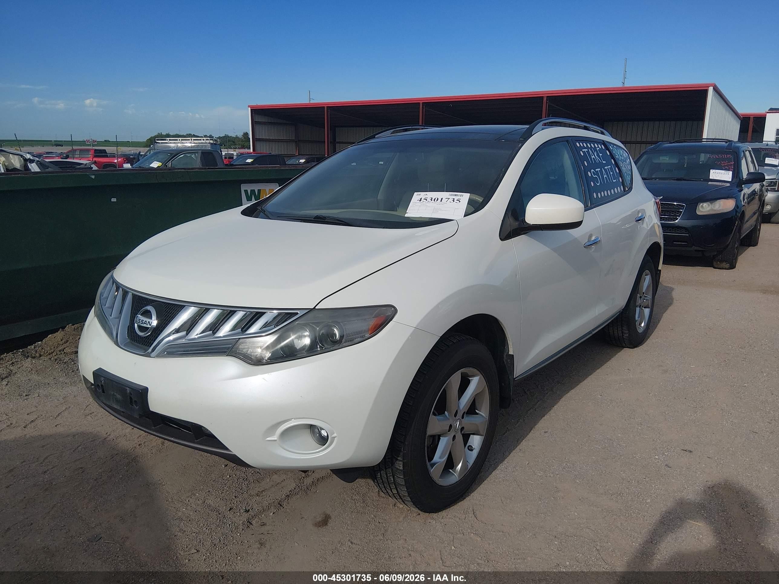 2010 Nissan Murano Sl White vin: JN8AZ1MW4AW130882