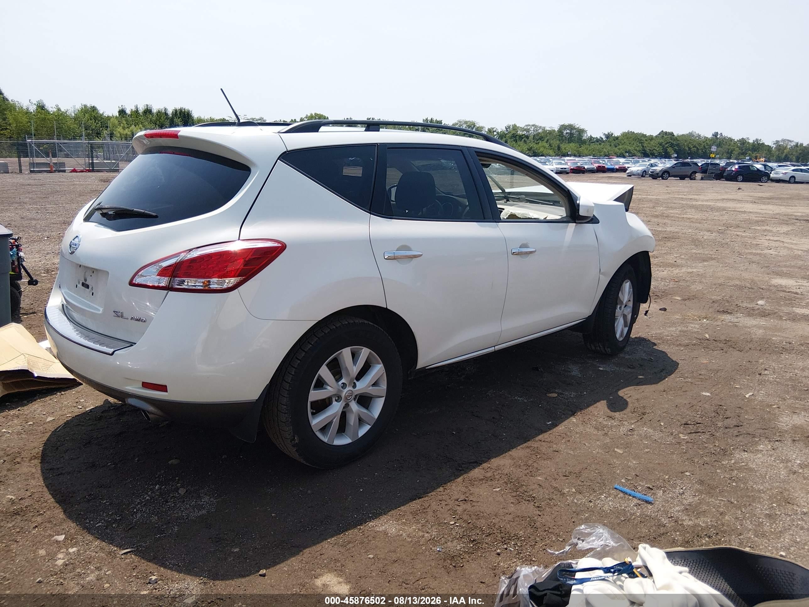 2011 Nissan Murano Sl White vin: JN8AZ1MW4BW154603