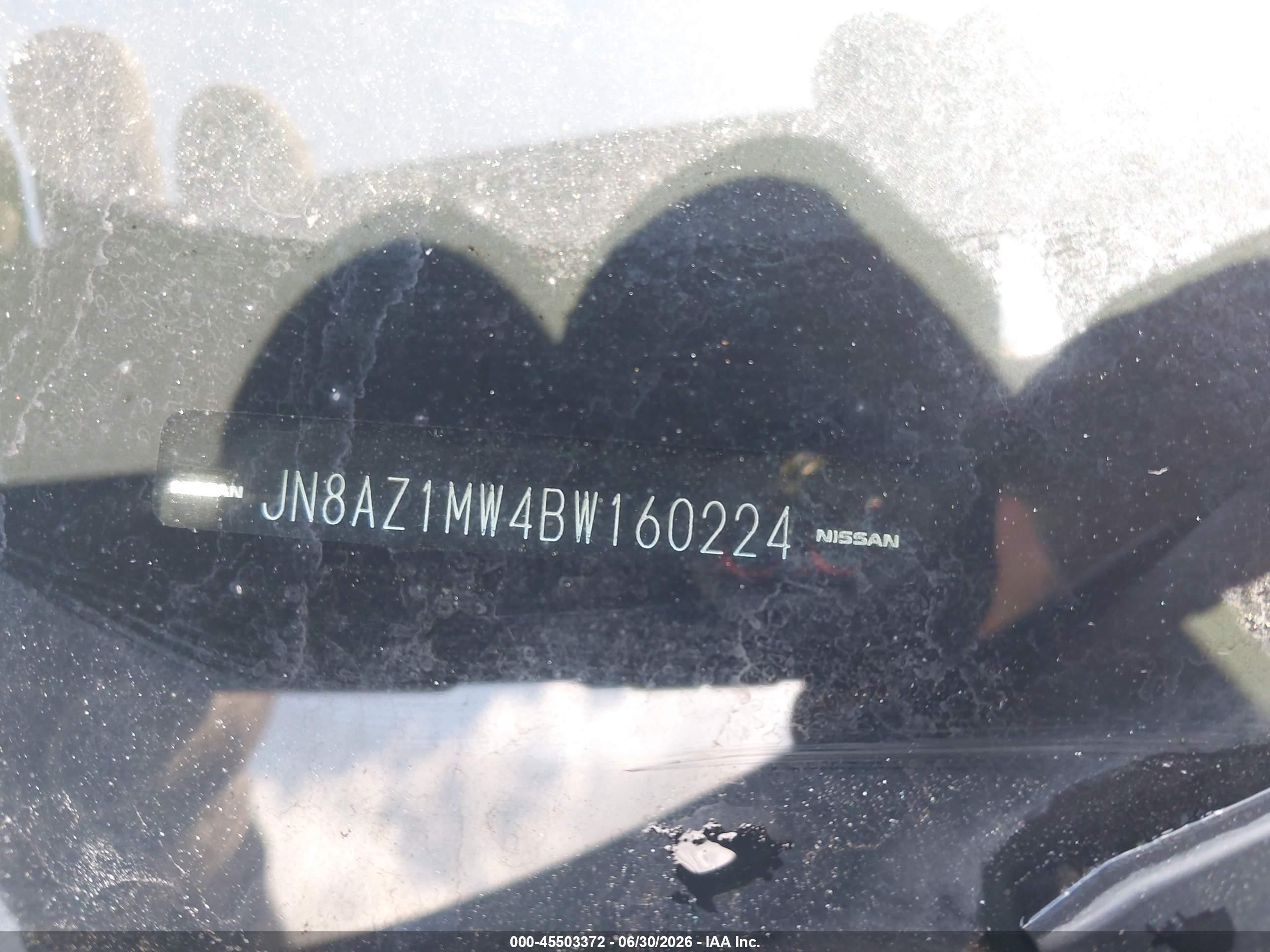 2011 Nissan Murano Sl Черный vin: JN8AZ1MW4BW160224