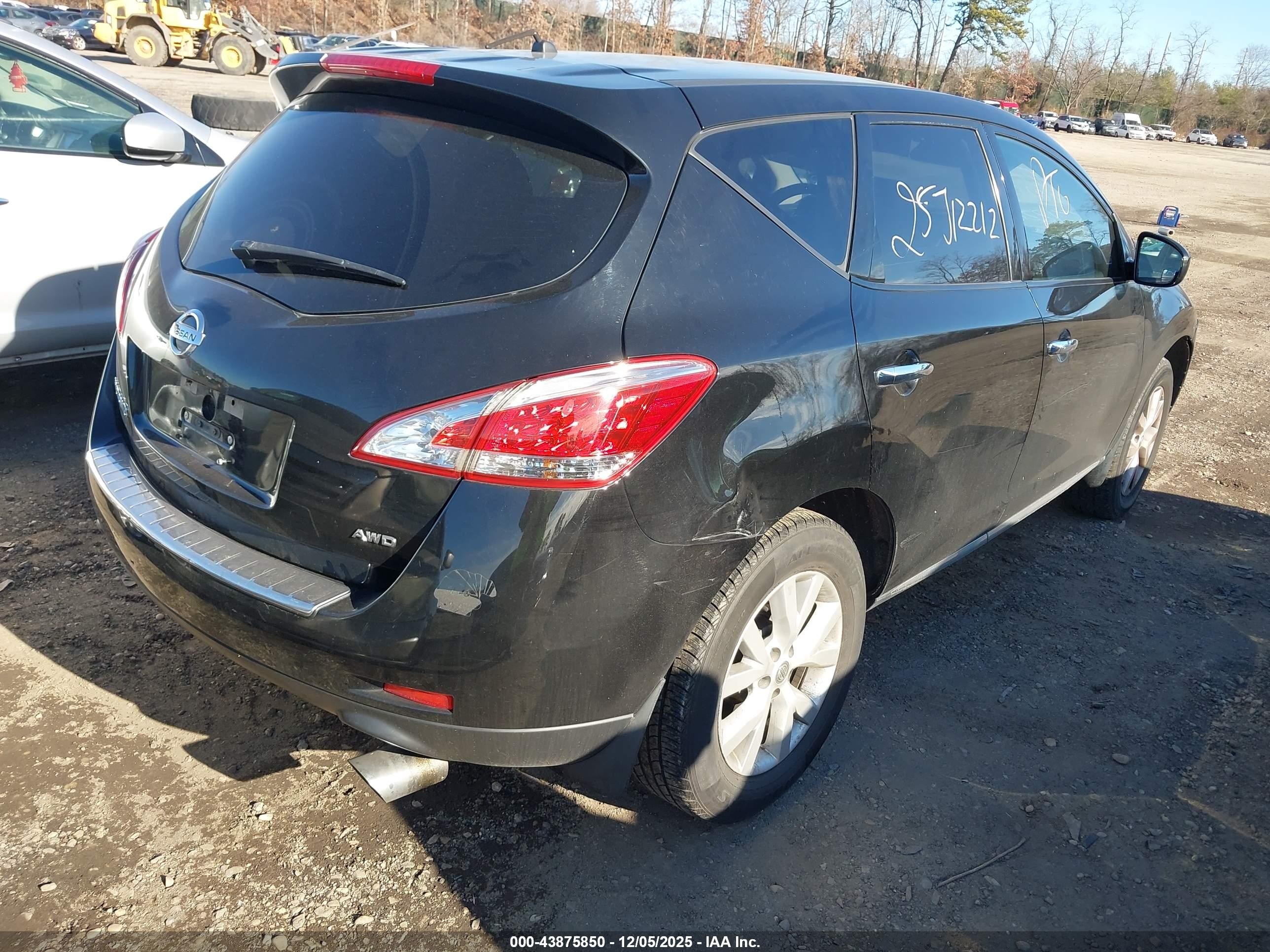 2011 Nissan Murano S Black vin: JN8AZ1MW4BW162071