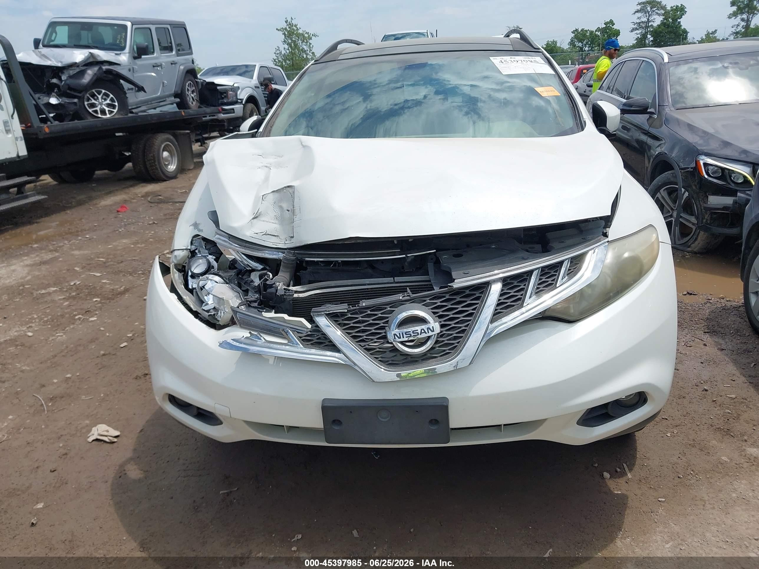 2012 Nissan Murano Sl White vin: JN8AZ1MW4CW207494
