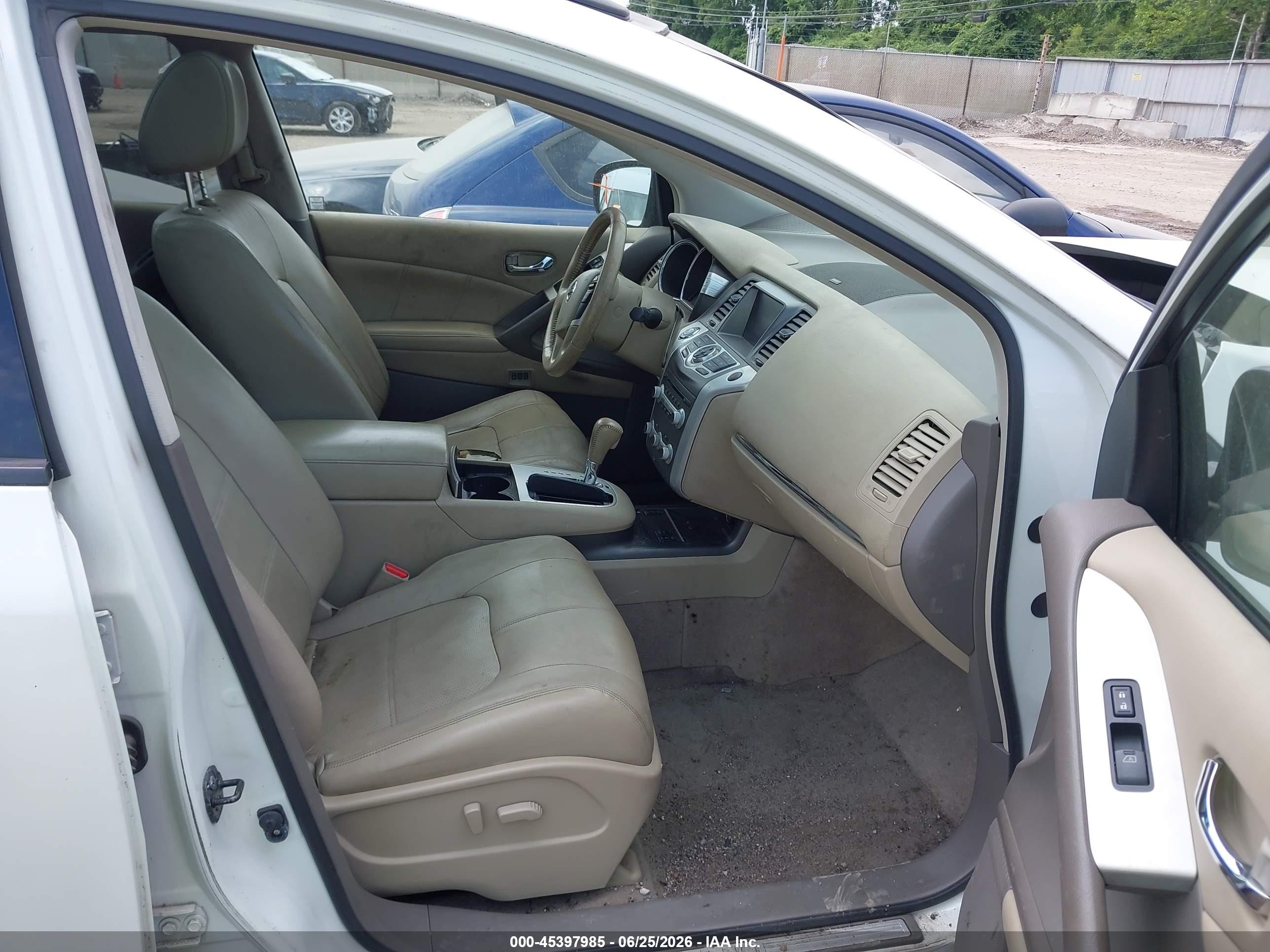 2012 Nissan Murano Sl White vin: JN8AZ1MW4CW207494
