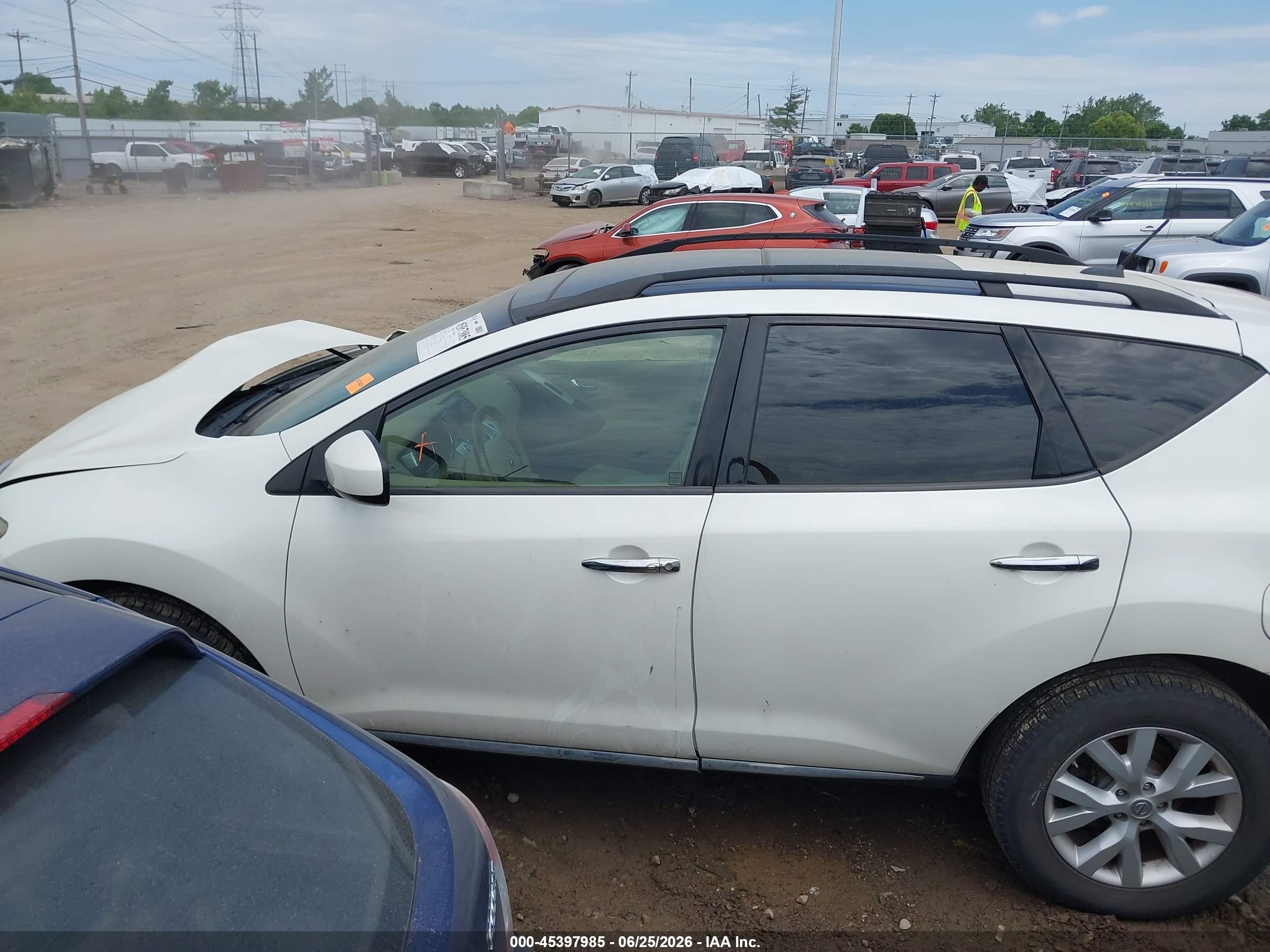 2012 Nissan Murano Sl White vin: JN8AZ1MW4CW207494