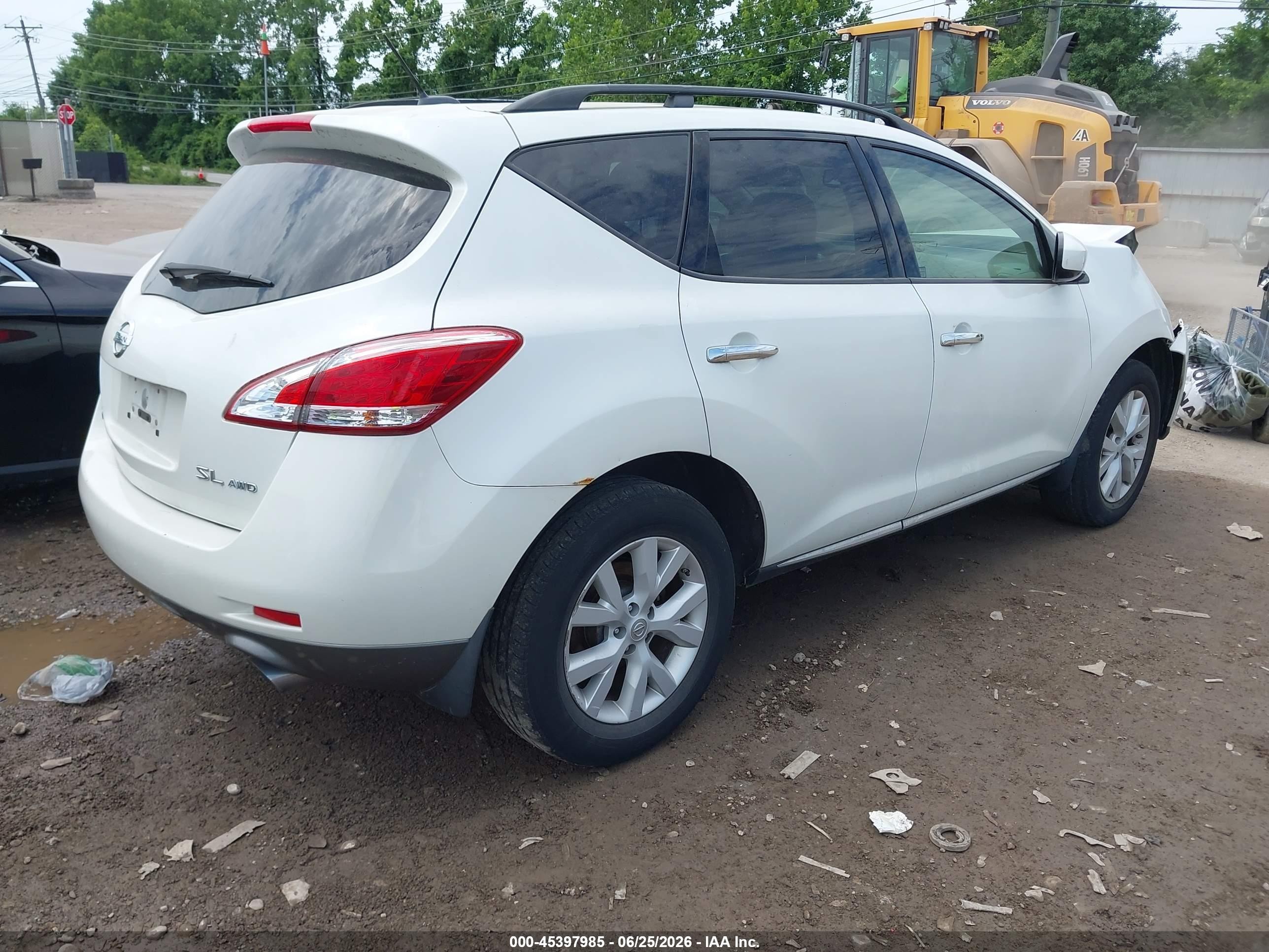 2012 Nissan Murano Sl White vin: JN8AZ1MW4CW207494