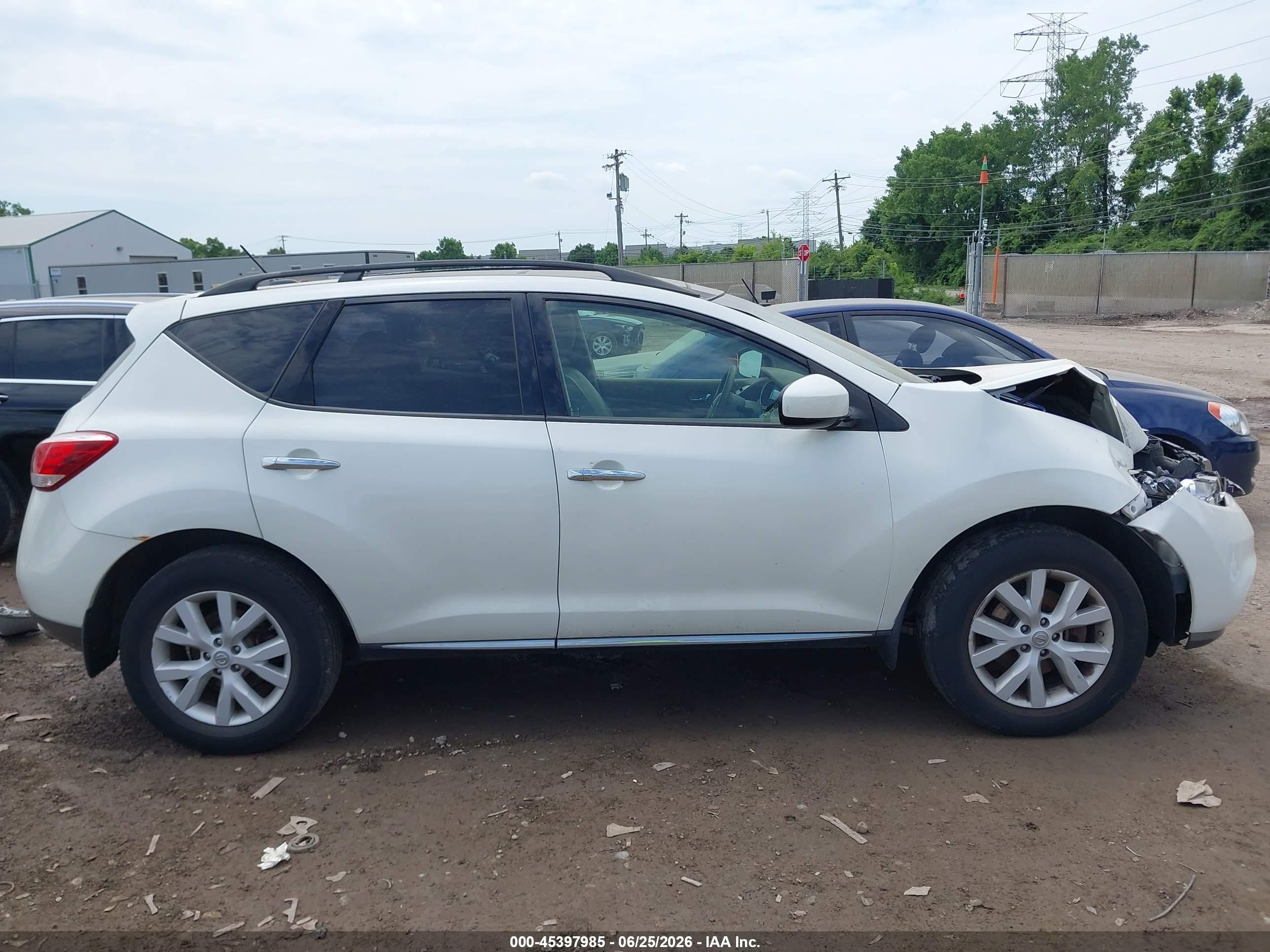 2012 Nissan Murano Sl White vin: JN8AZ1MW4CW207494