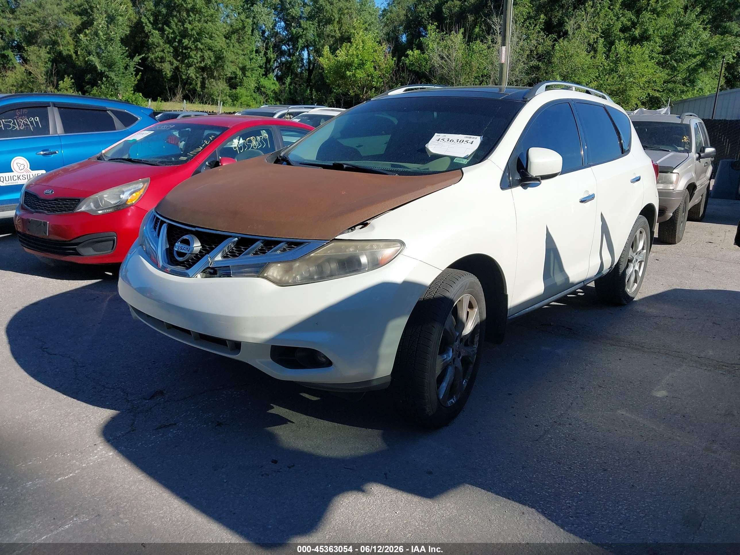 2012 Nissan Murano Le White vin: JN8AZ1MW4CW213537