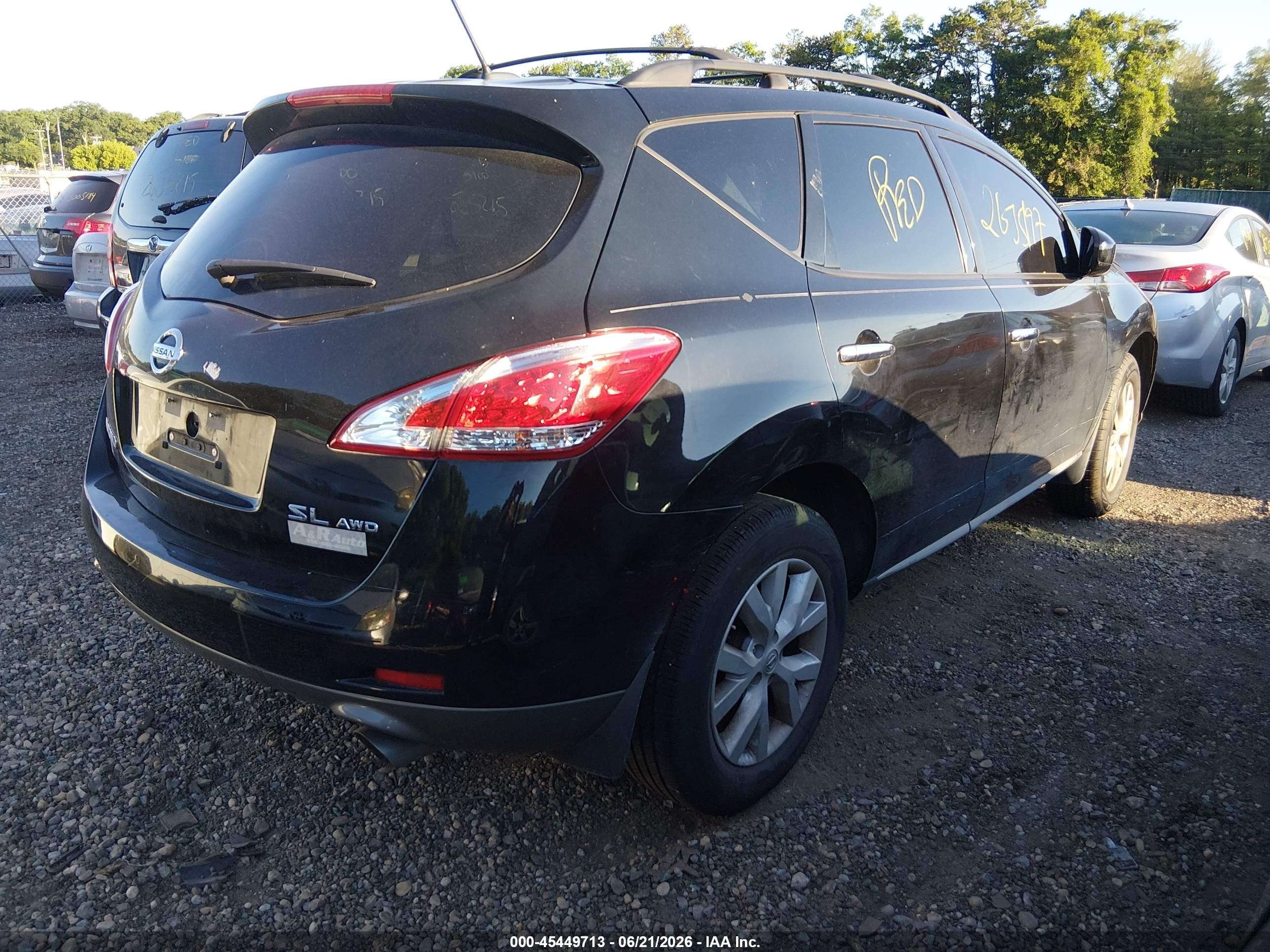 2012 Nissan Murano Sl Black vin: JN8AZ1MW4CW233318