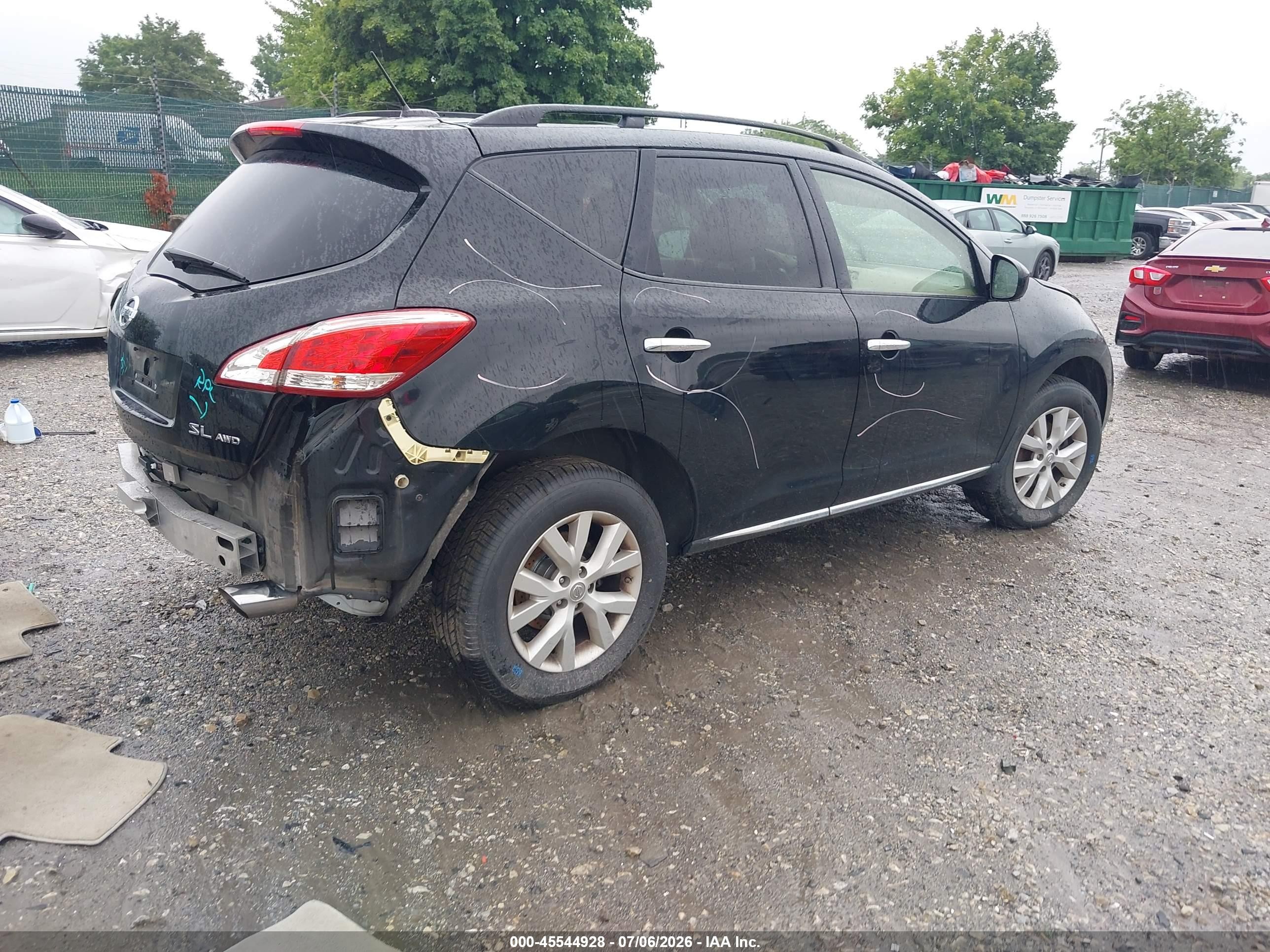 2013 Nissan Murano Sl Black vin: JN8AZ1MW4DW319424
