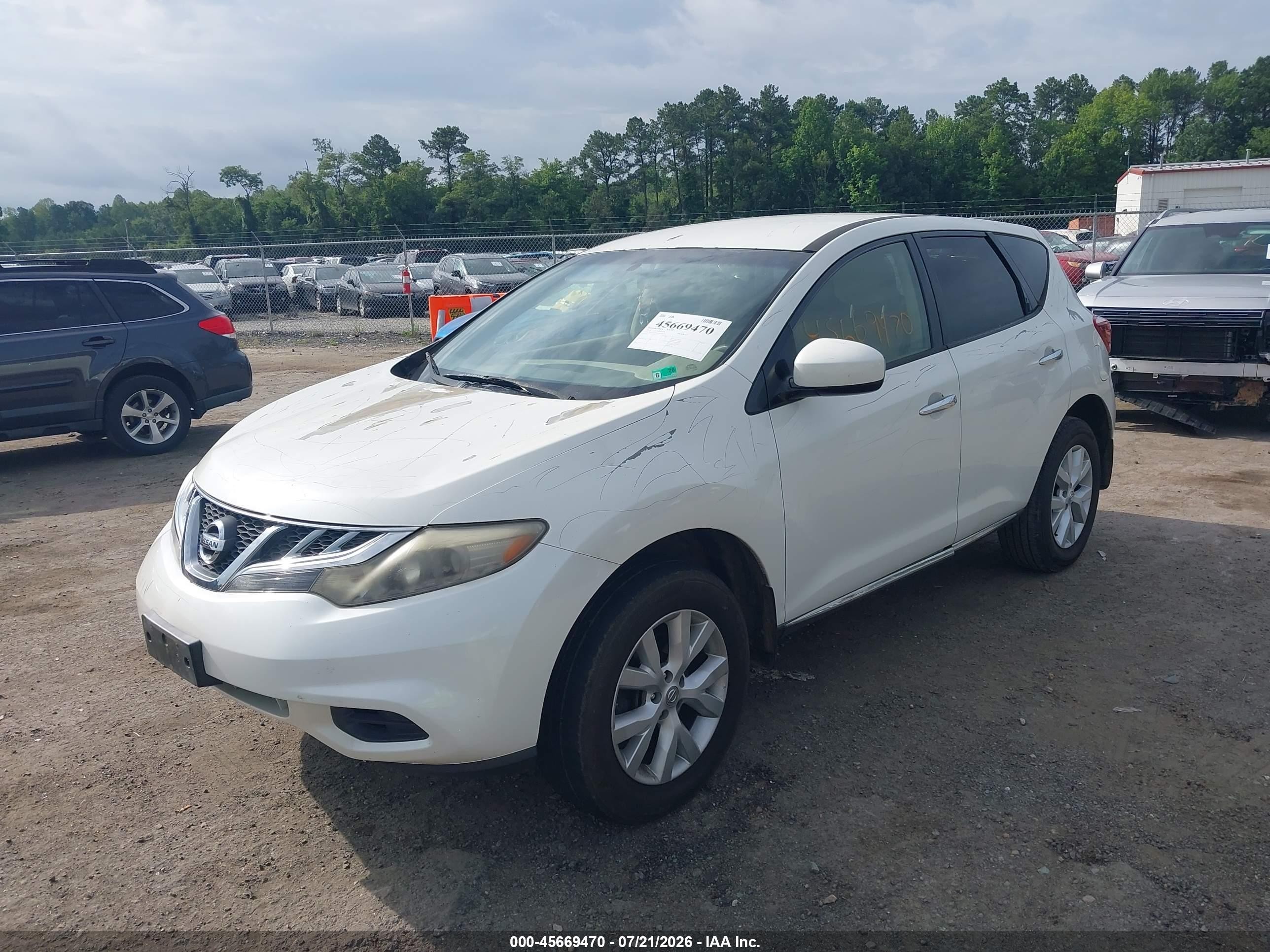2014 Nissan Murano S White vin: JN8AZ1MW4EW500671