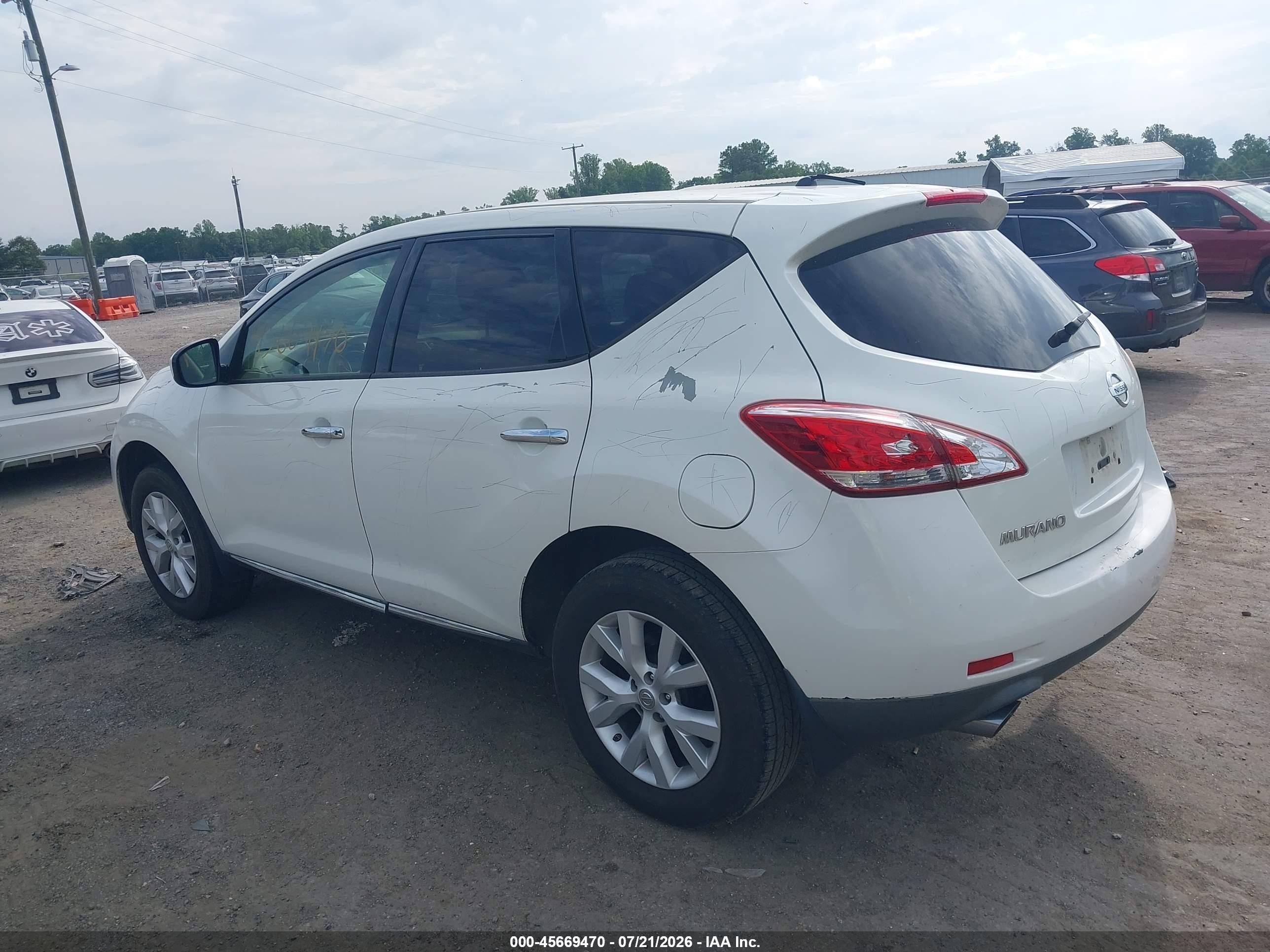 2014 Nissan Murano S White vin: JN8AZ1MW4EW500671