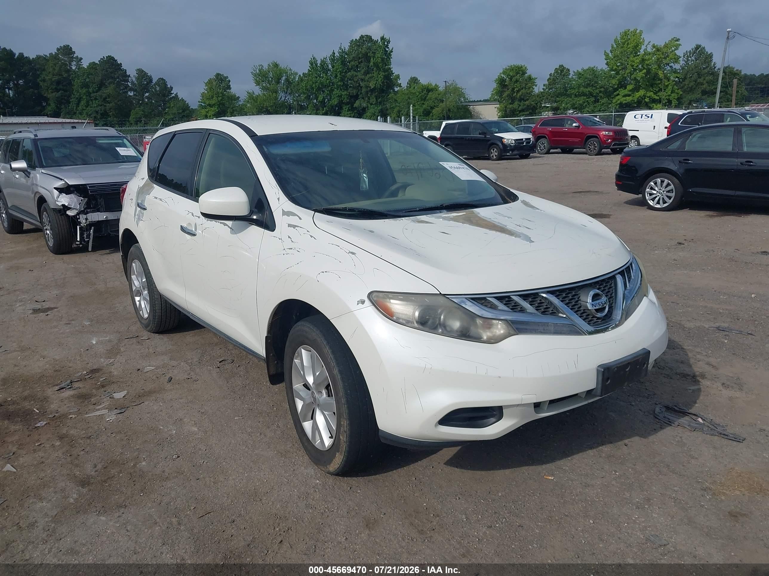 2014 Nissan Murano S White vin: JN8AZ1MW4EW500671