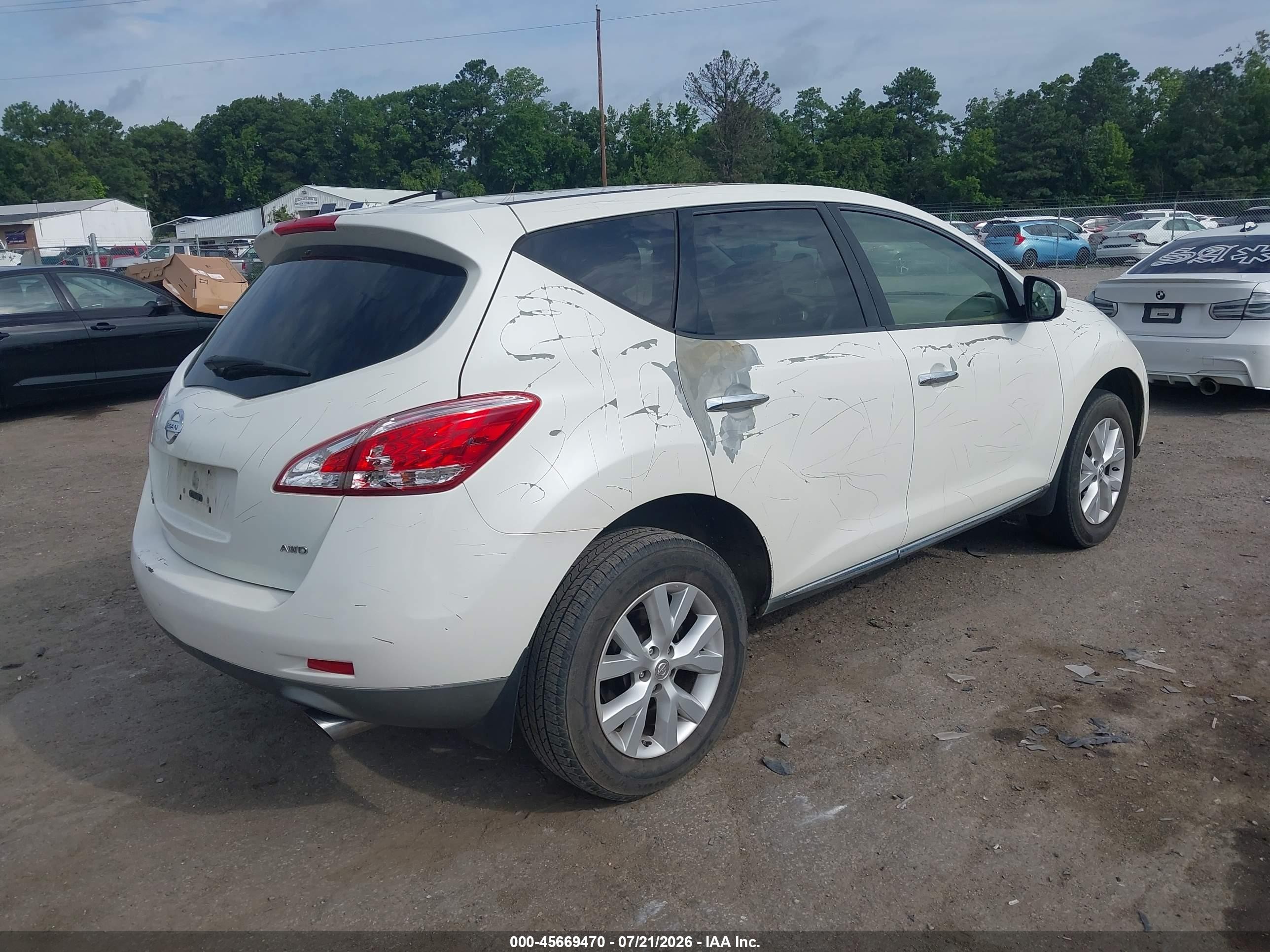 2014 Nissan Murano S White vin: JN8AZ1MW4EW500671