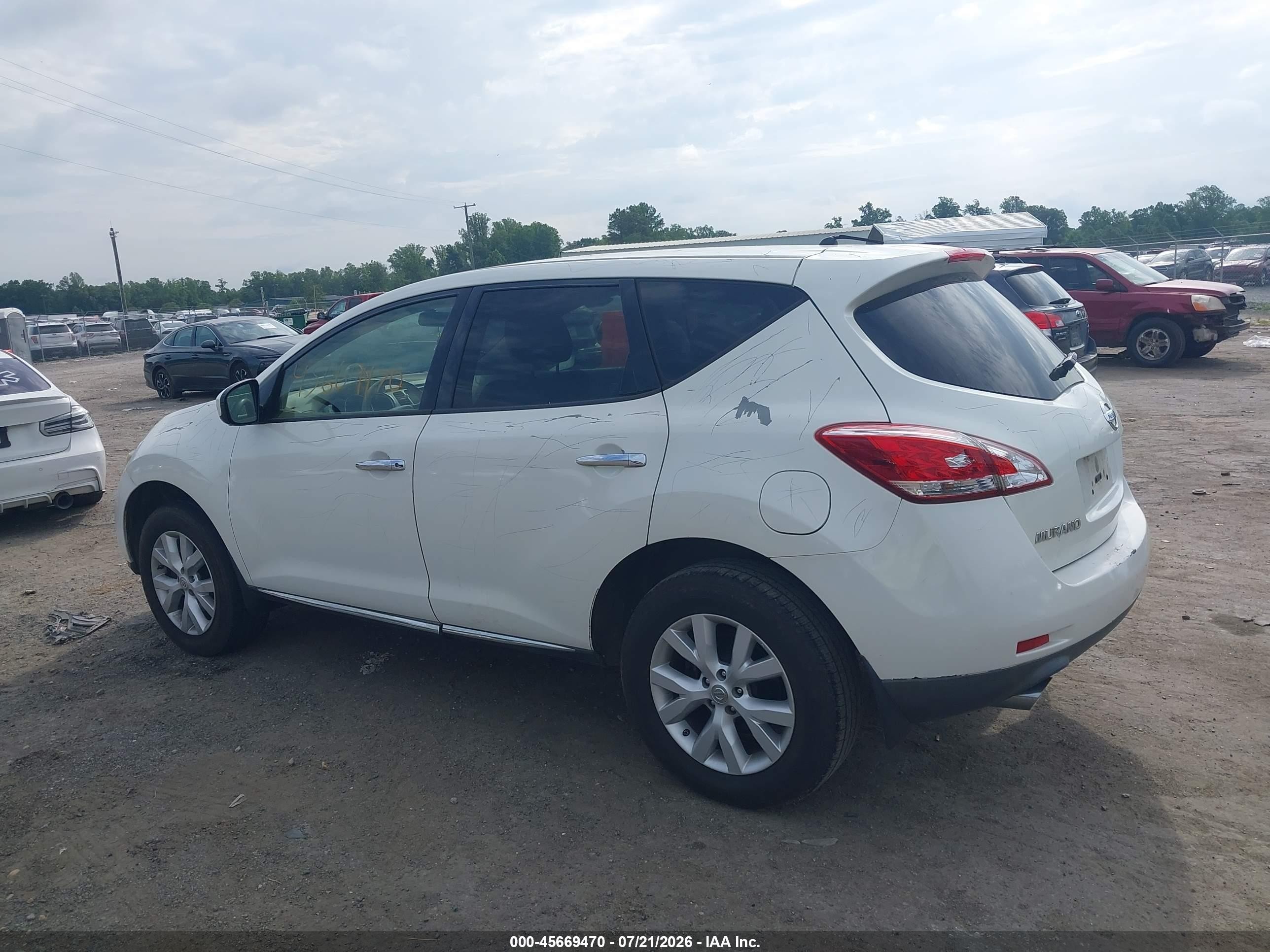 2014 Nissan Murano S White vin: JN8AZ1MW4EW500671