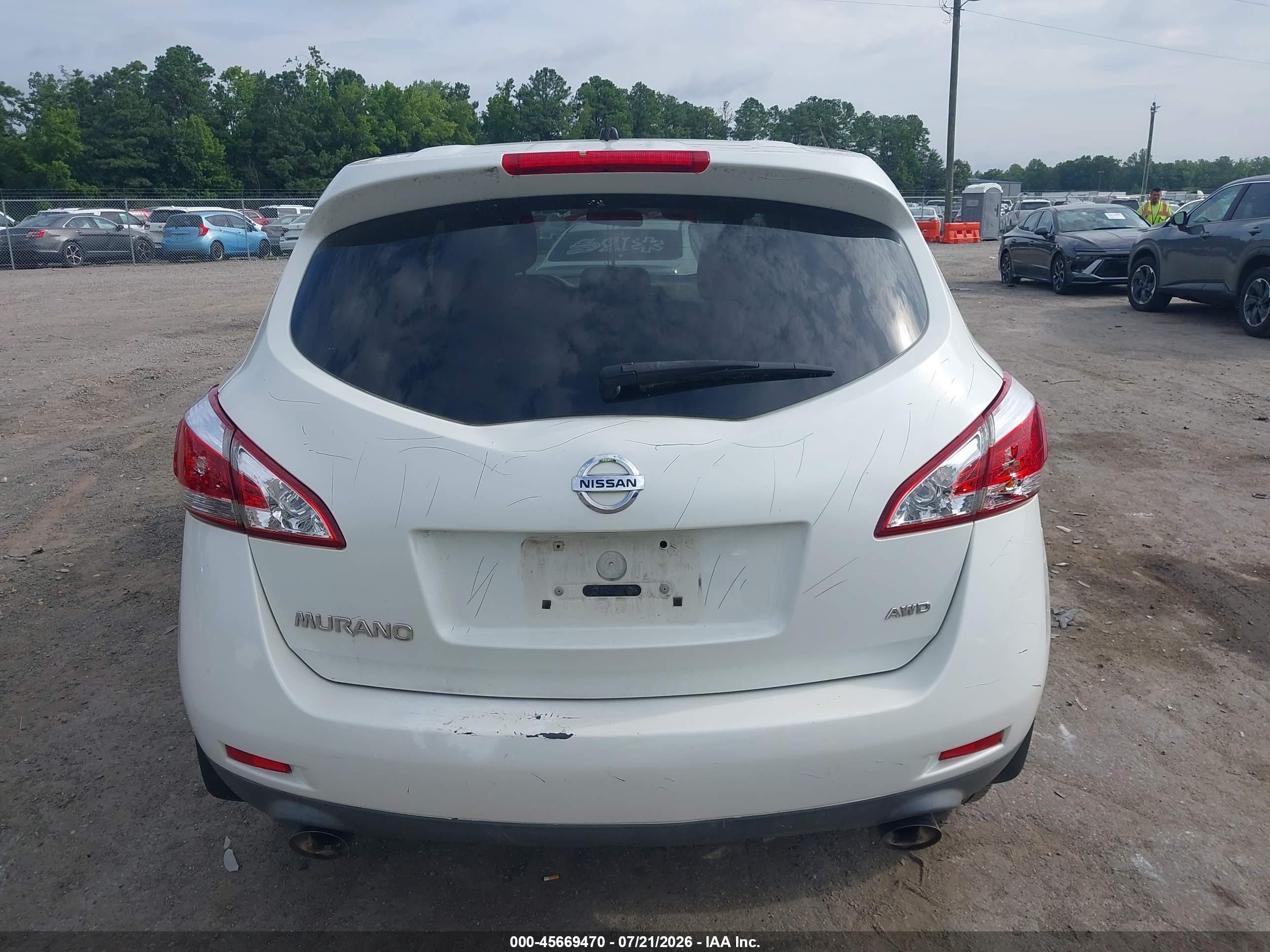 2014 Nissan Murano S White vin: JN8AZ1MW4EW500671