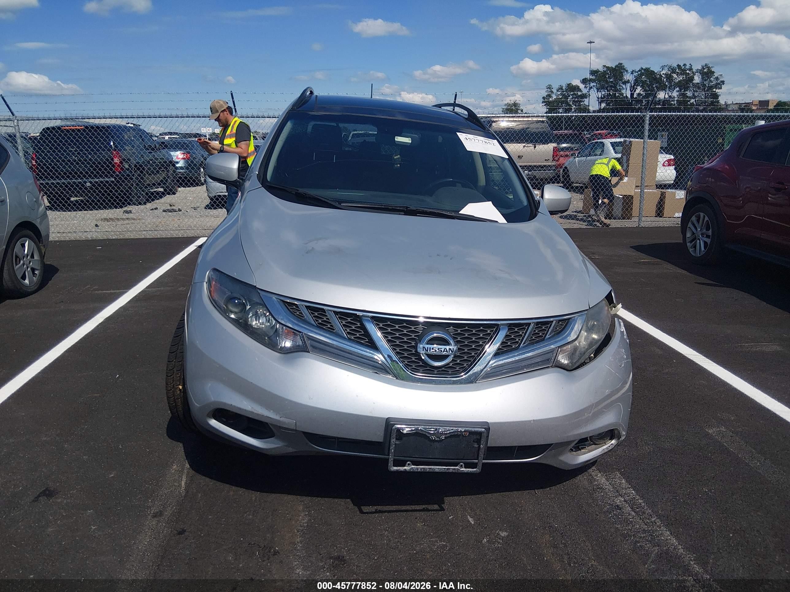 2014 Nissan Murano Sl Silver vin: JN8AZ1MW4EW501187