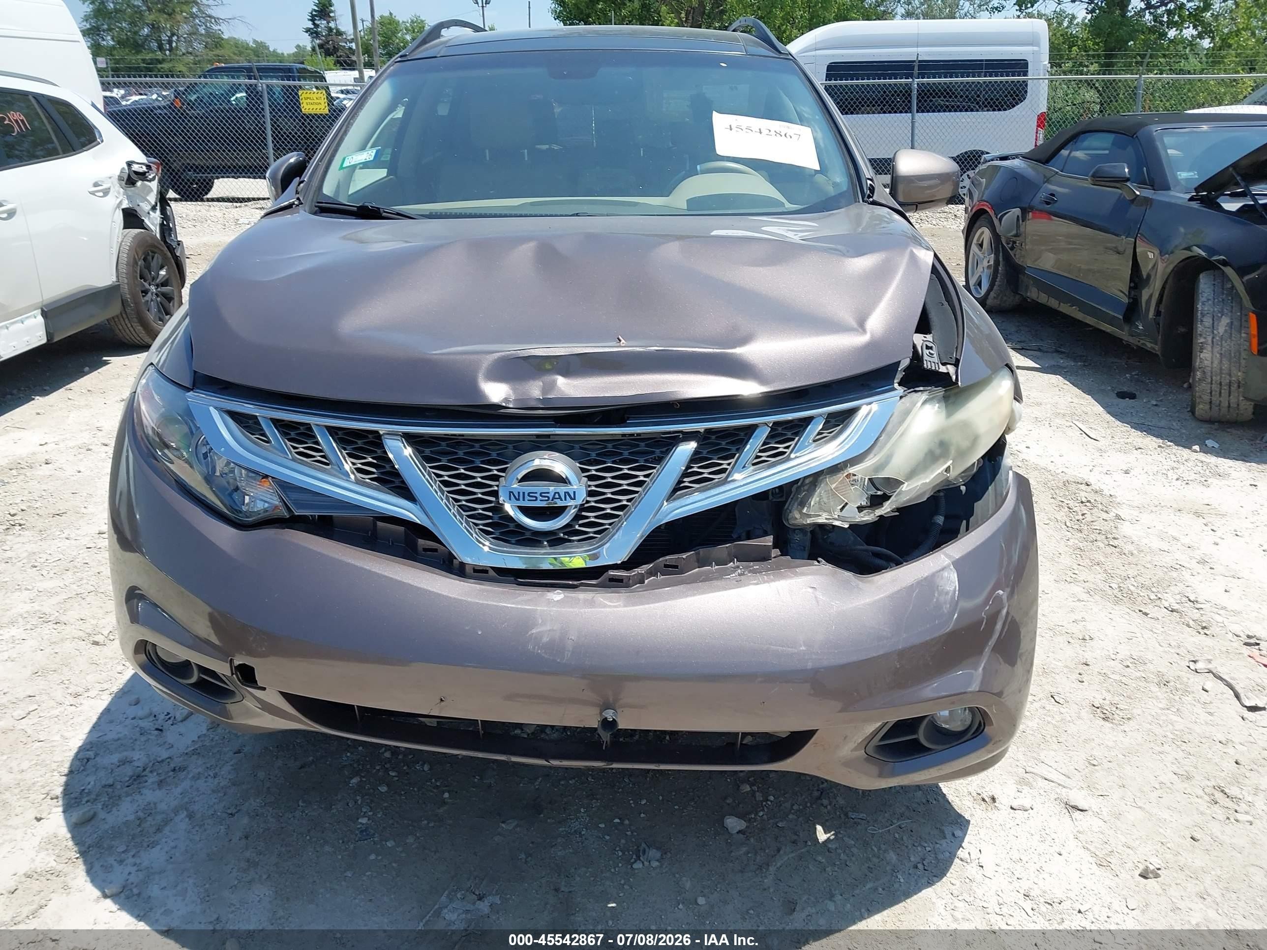 2014 Nissan Murano Sl Brown vin: JN8AZ1MW4EW508298