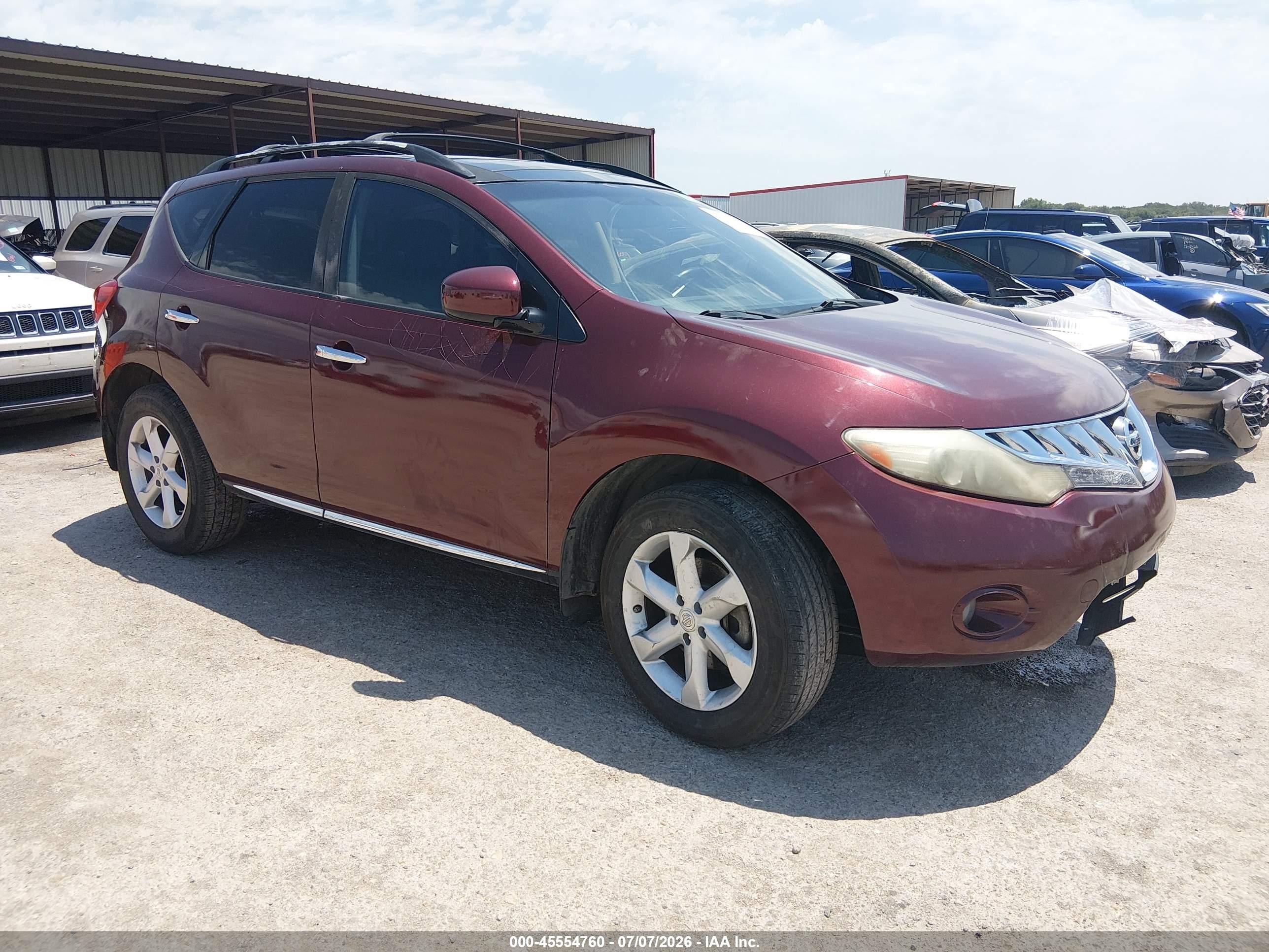 2010 Nissan Murano Sl Maroon vin: JN8AZ1MW5AW116246