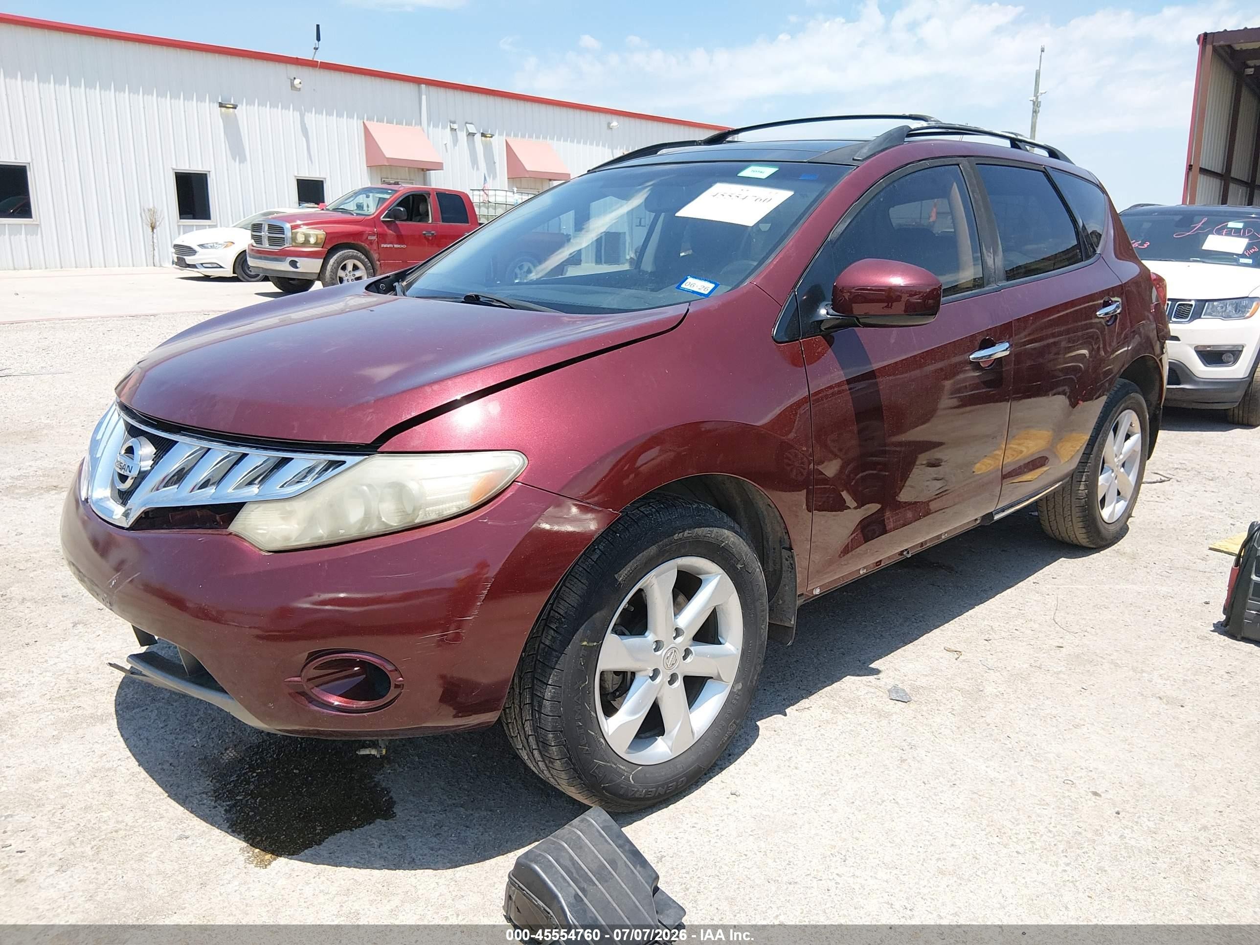 2010 Nissan Murano Sl Maroon vin: JN8AZ1MW5AW116246