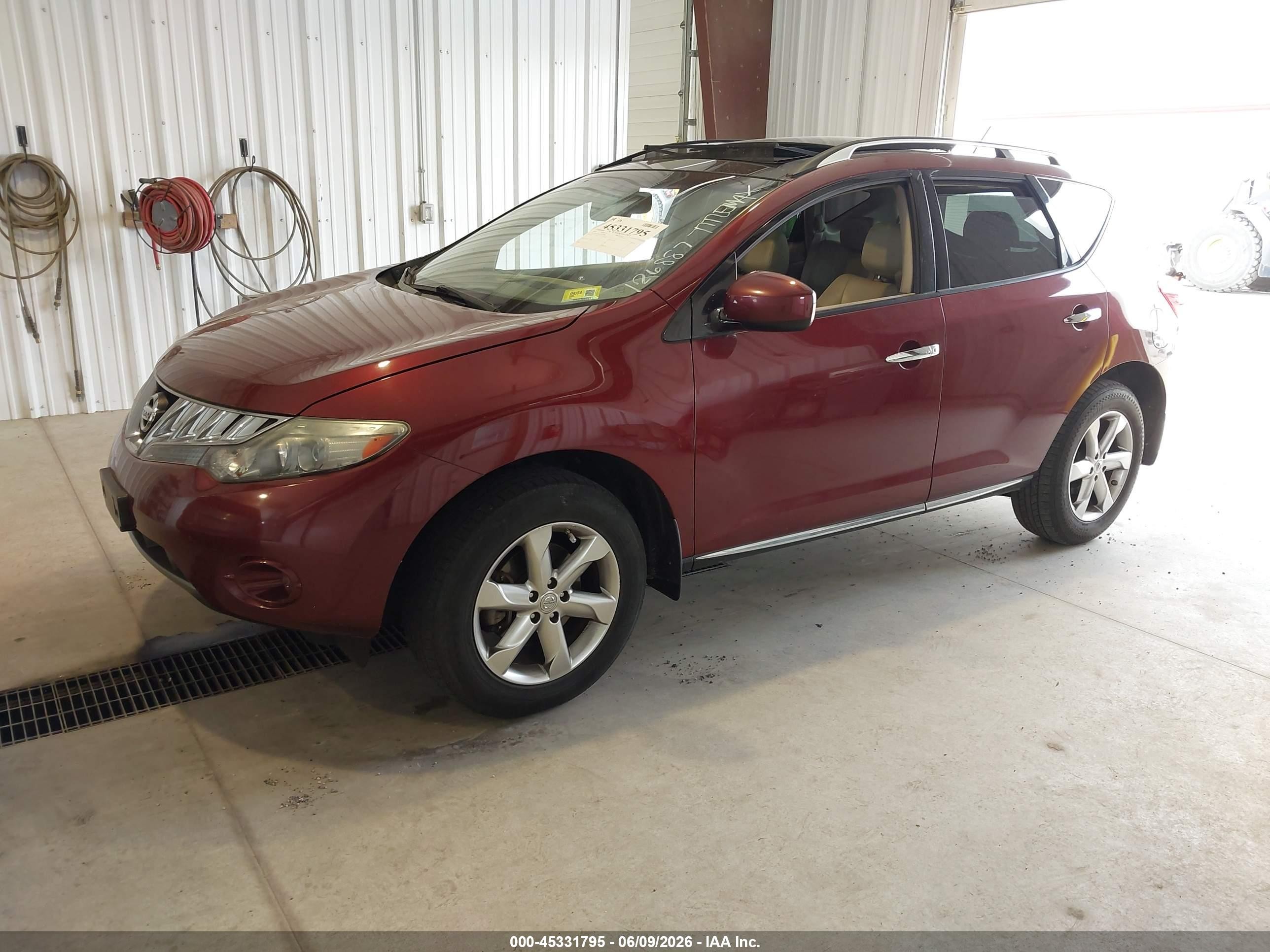 2010 Nissan Murano Sl Burgundy vin: JN8AZ1MW5AW126887