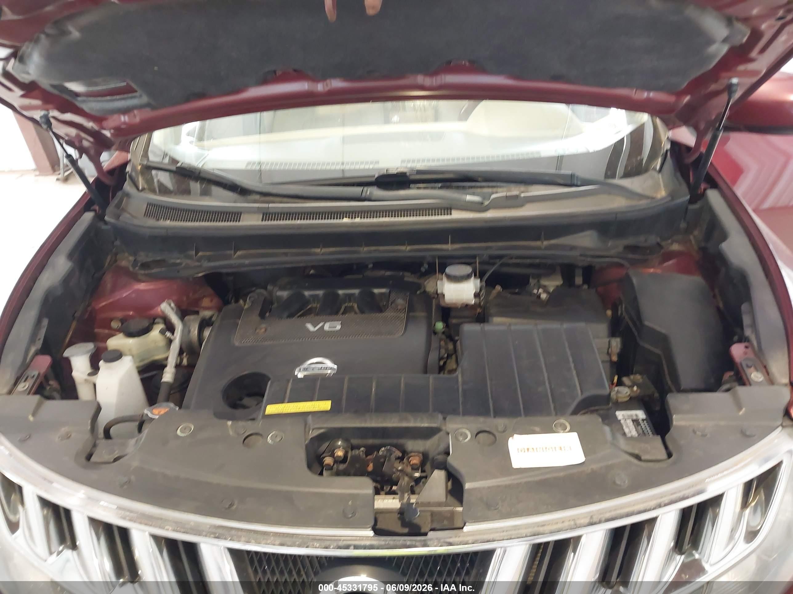 2010 Nissan Murano Sl Burgundy vin: JN8AZ1MW5AW126887