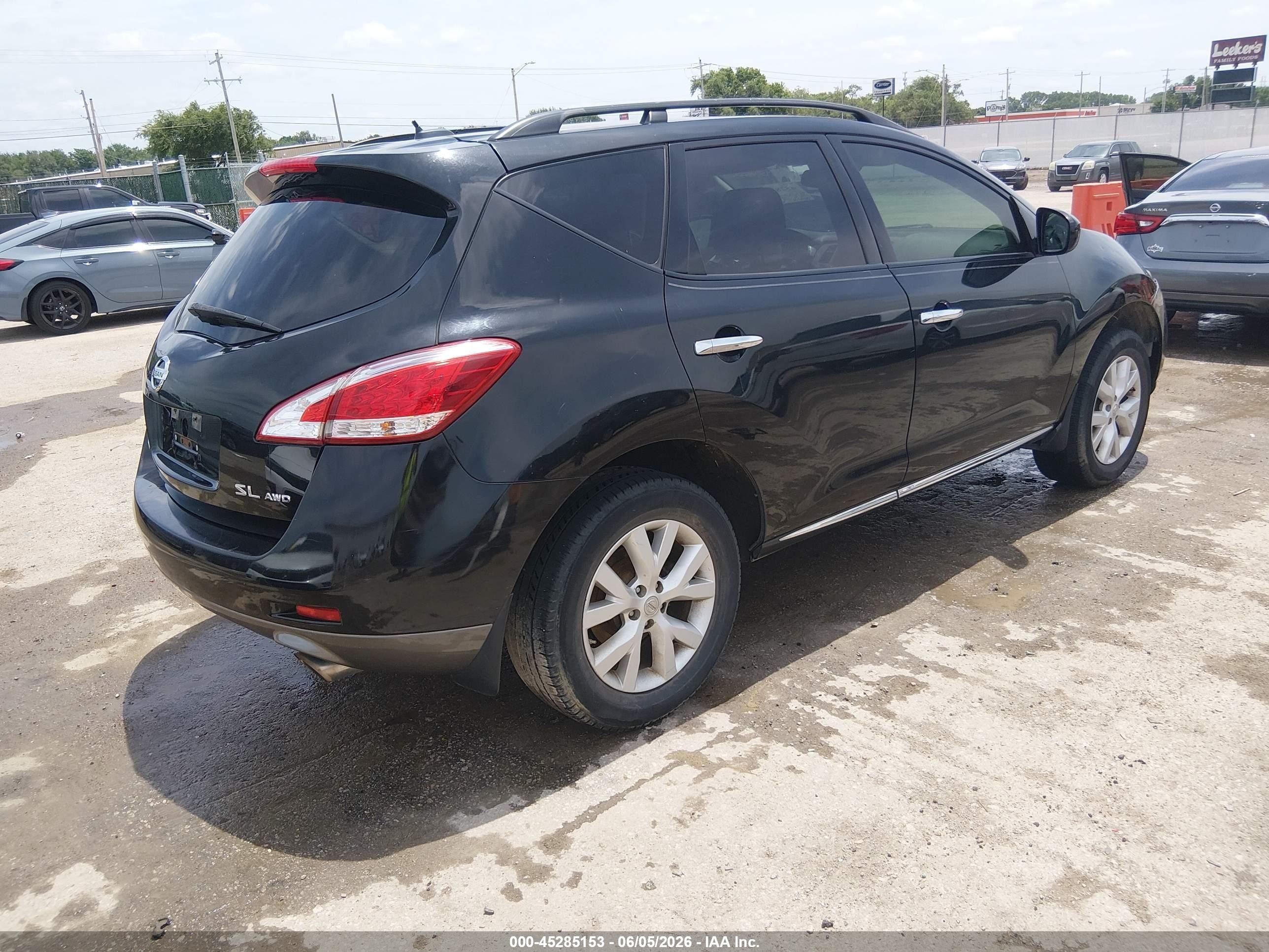 2012 Nissan Murano Sl Black vin: JN8AZ1MW5CW227866