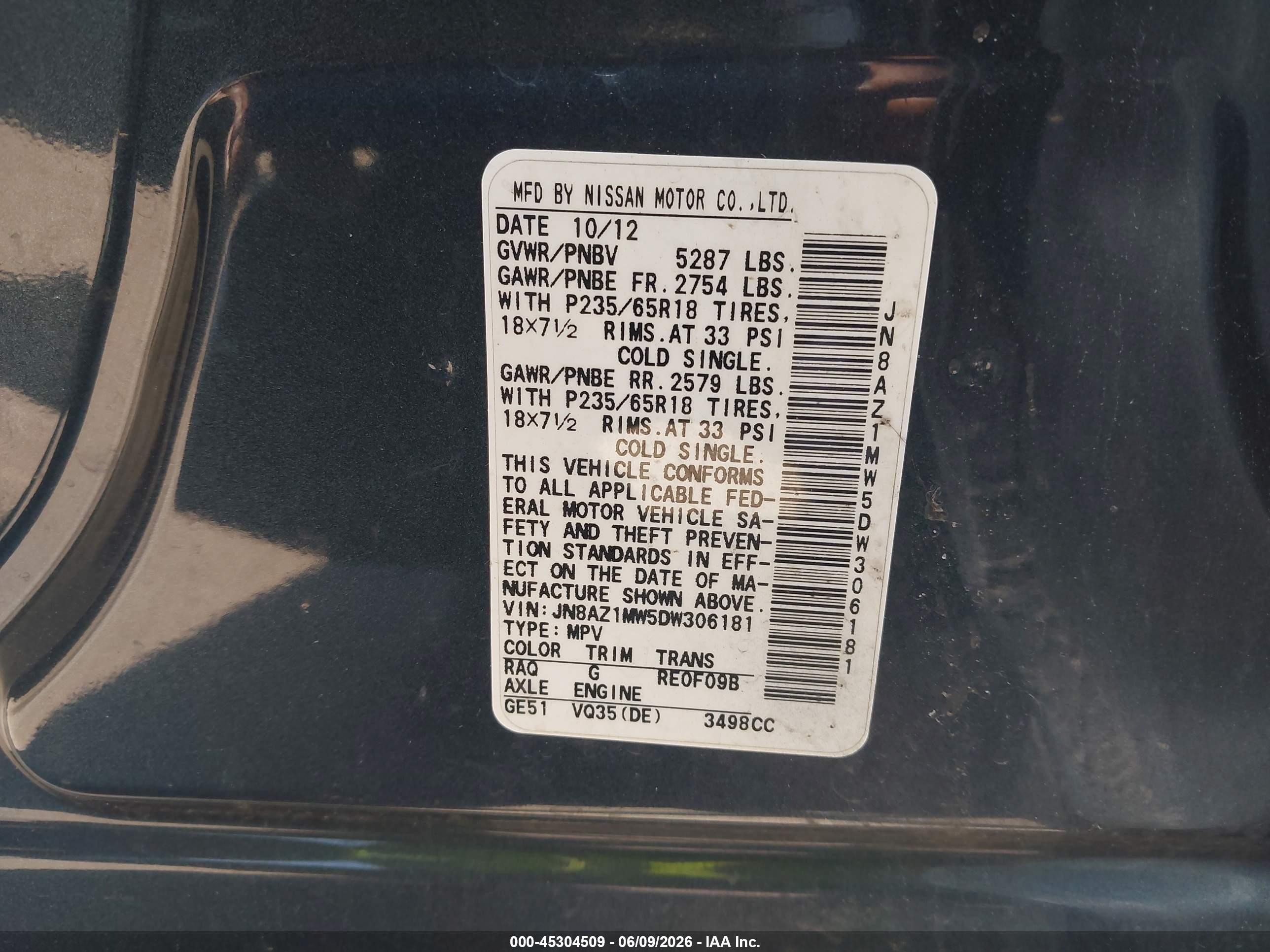 2013 Nissan Murano Sl Синий vin: JN8AZ1MW5DW306181