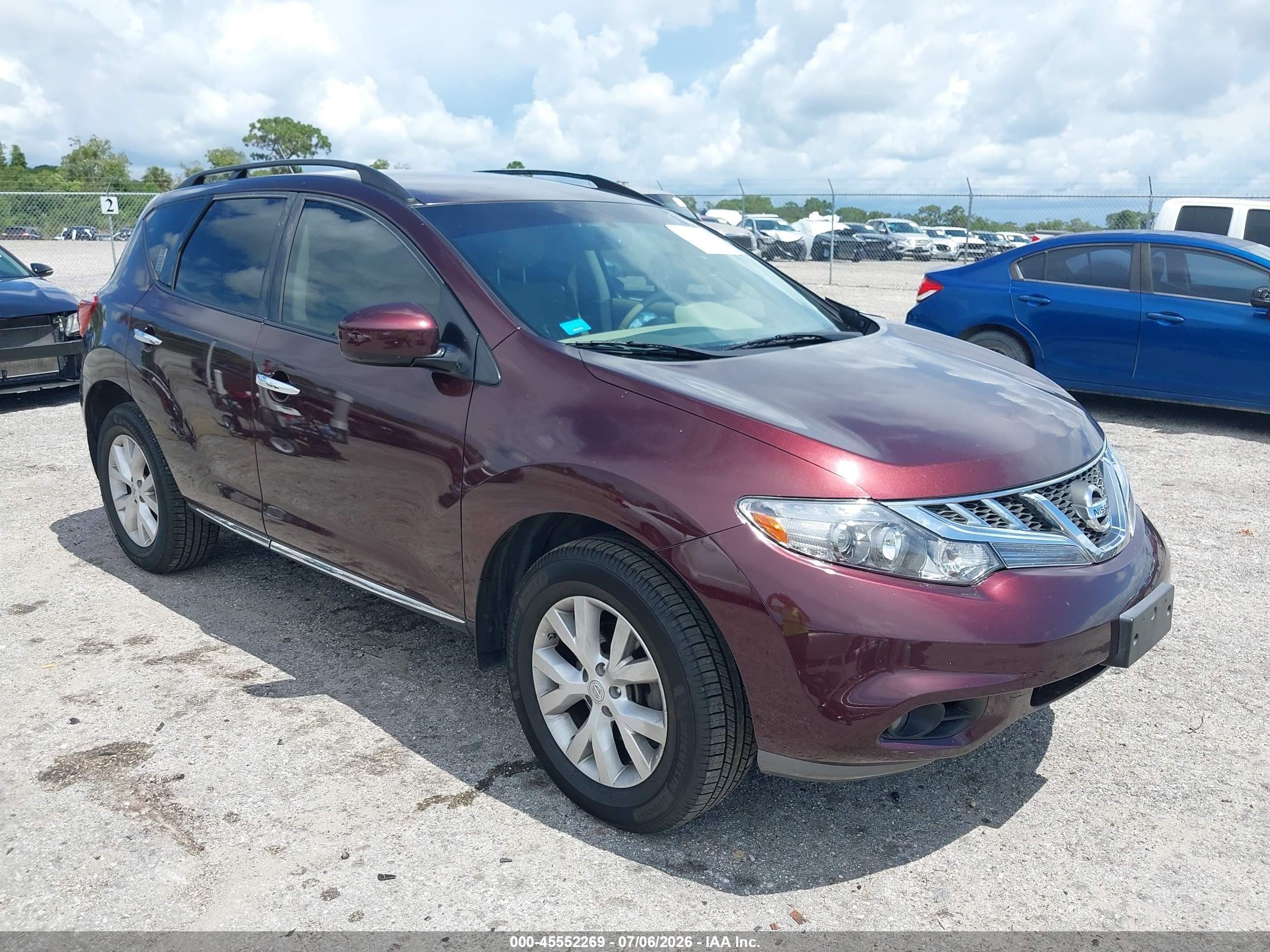 2013 Nissan Murano Sv Burgundy vin: JN8AZ1MW5DW312286