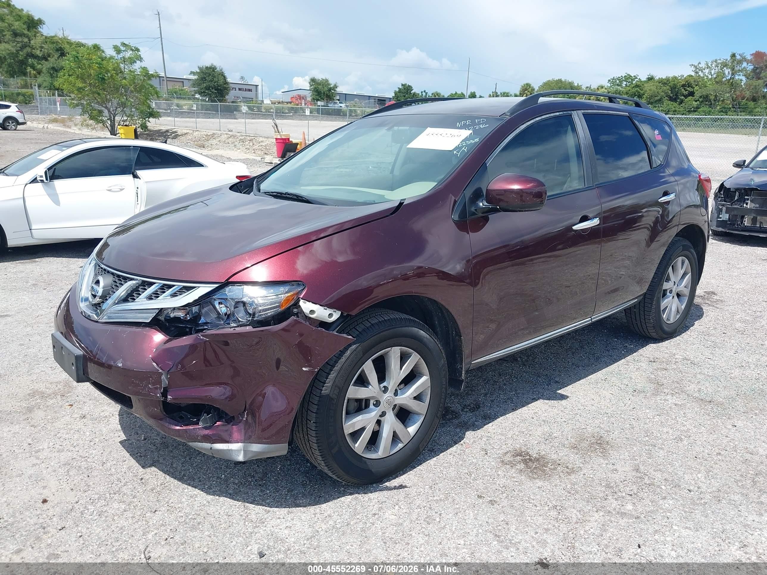 2013 Nissan Murano Sv Burgundy vin: JN8AZ1MW5DW312286