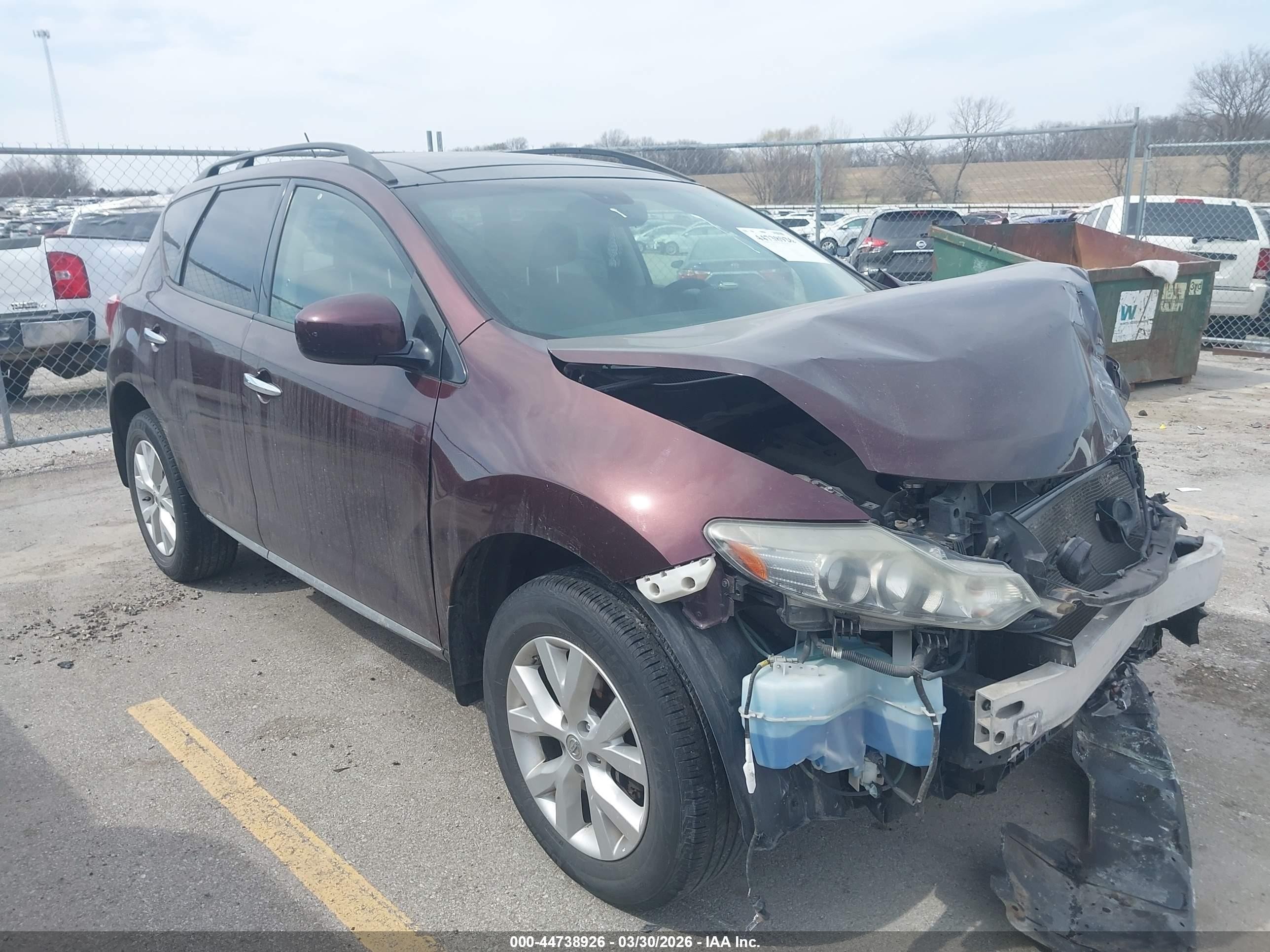 2014 Nissan Murano Sl Maroon vin: JN8AZ1MW5EW515566
