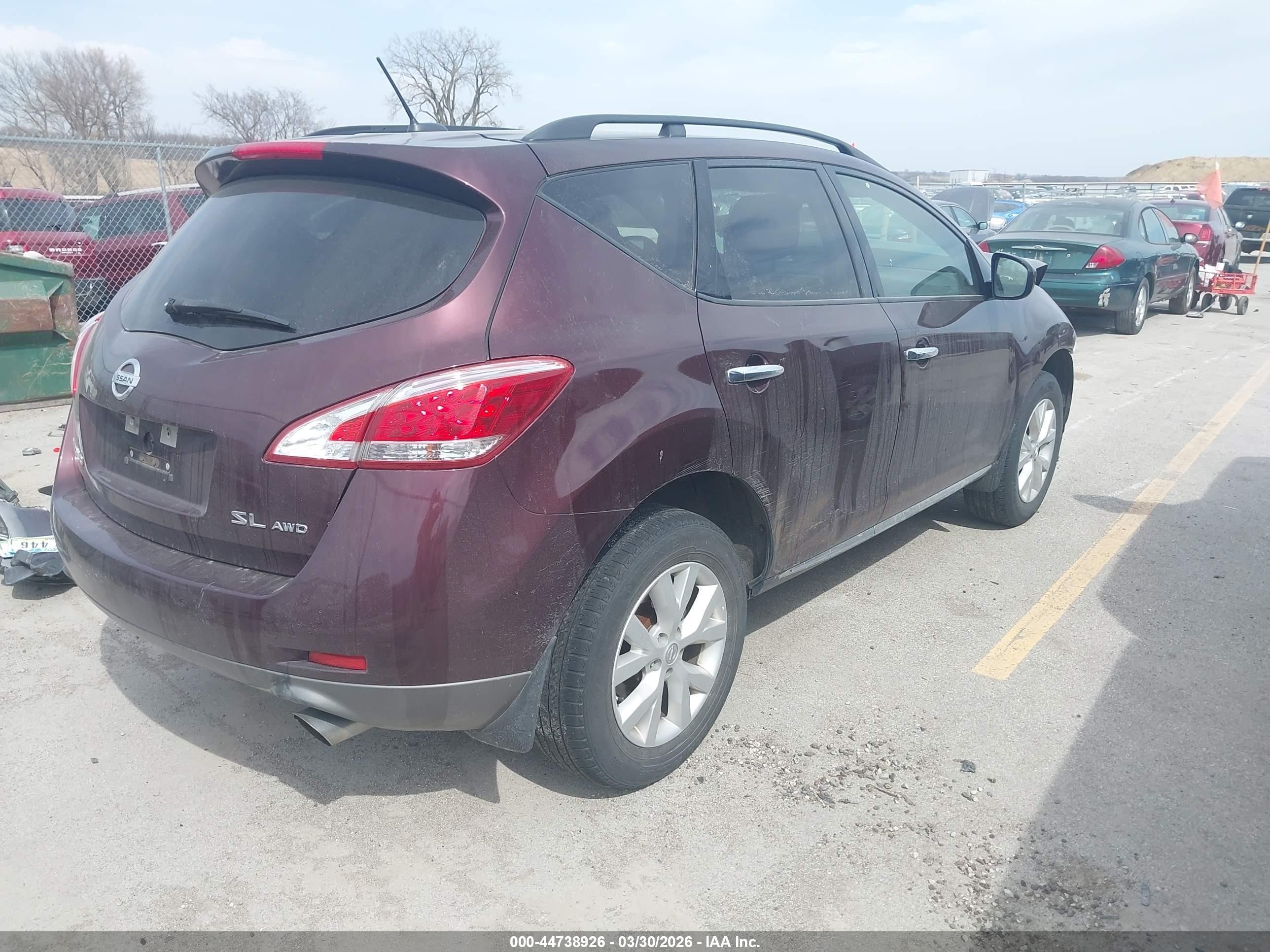 2014 Nissan Murano Sl Maroon vin: JN8AZ1MW5EW515566