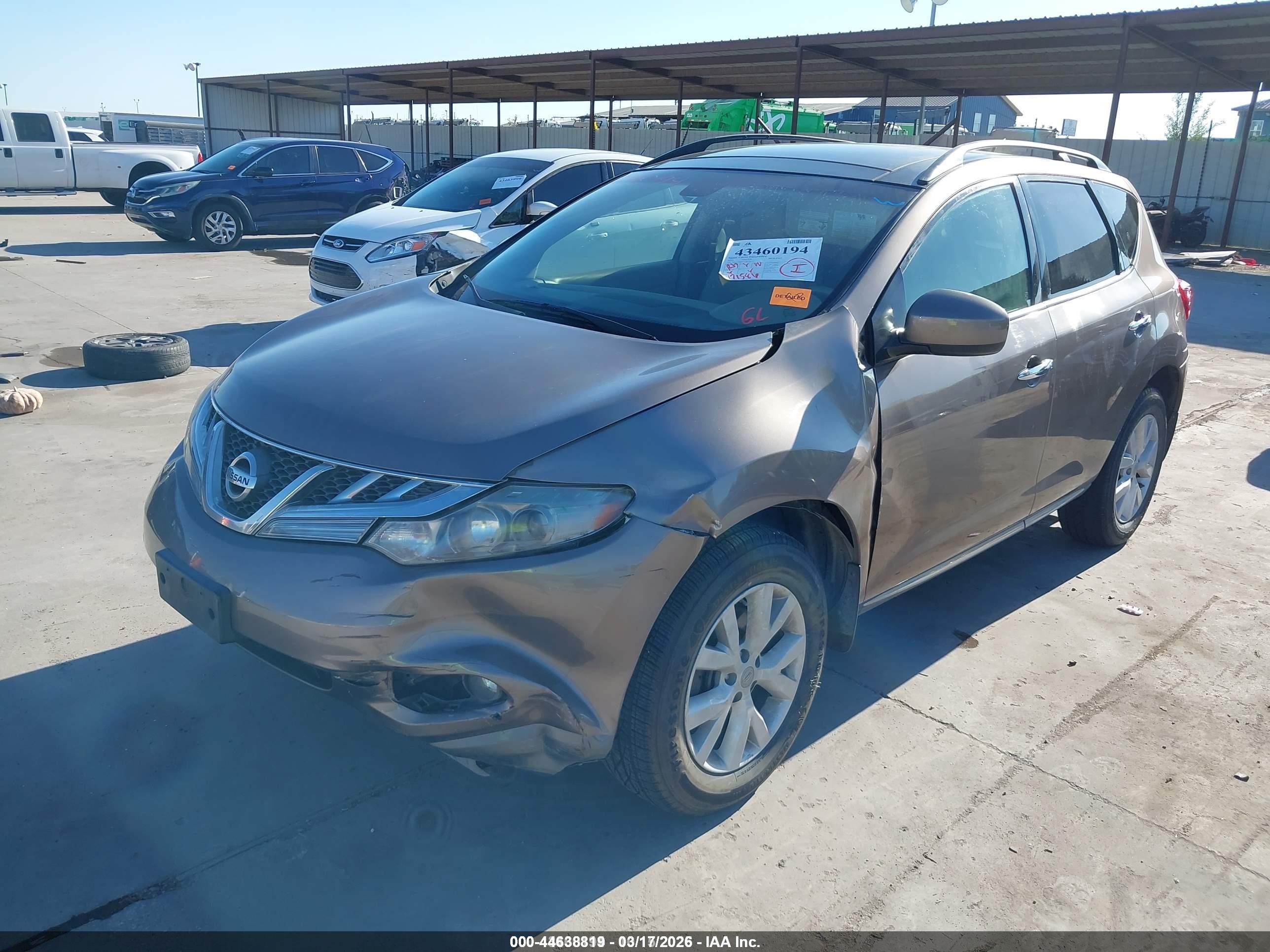 2012 Nissan Murano Sl Tan vin: JN8AZ1MW6CW224152