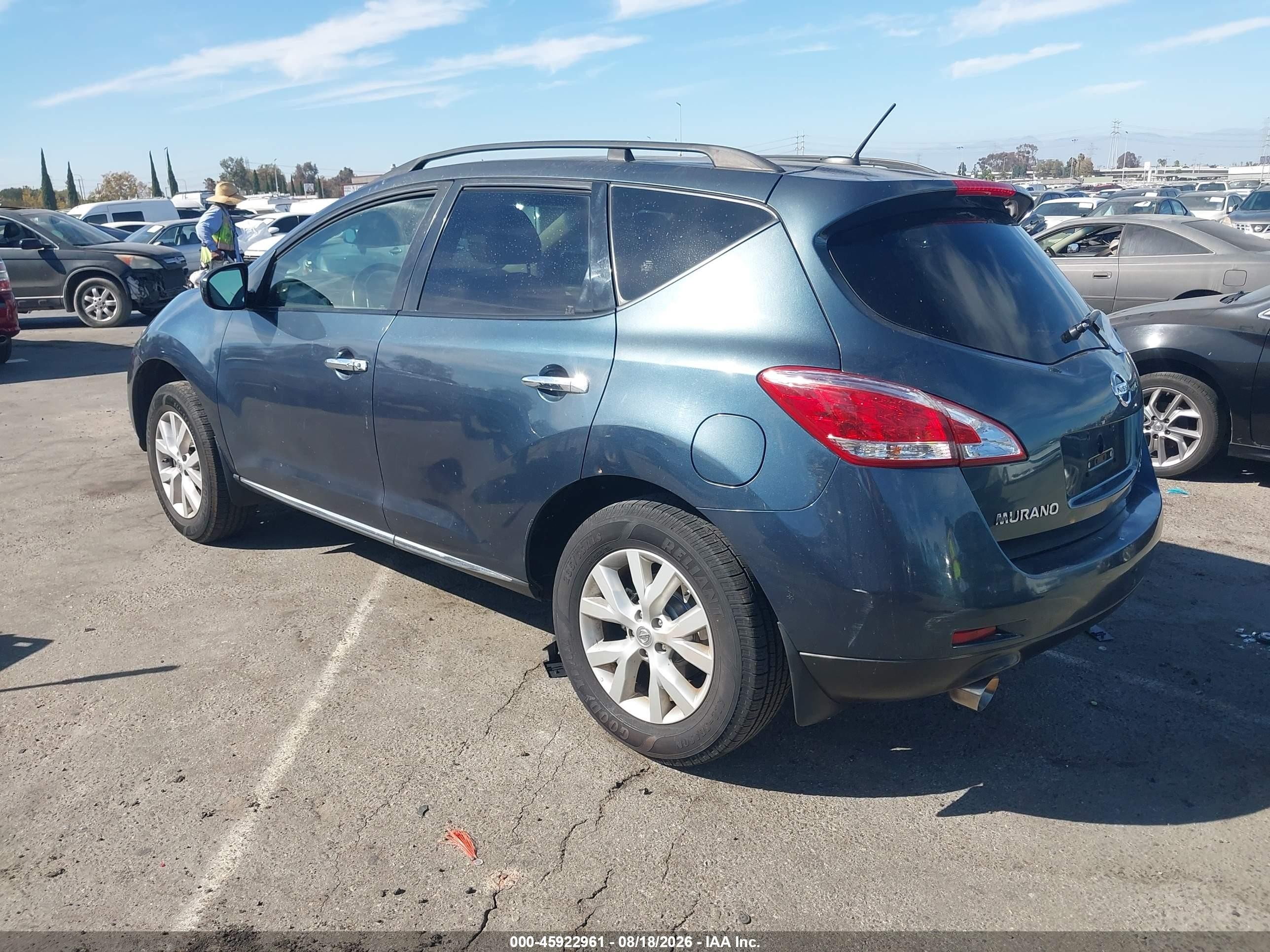 2013 Nissan Murano Sl Blue vin: JN8AZ1MW6DW304987