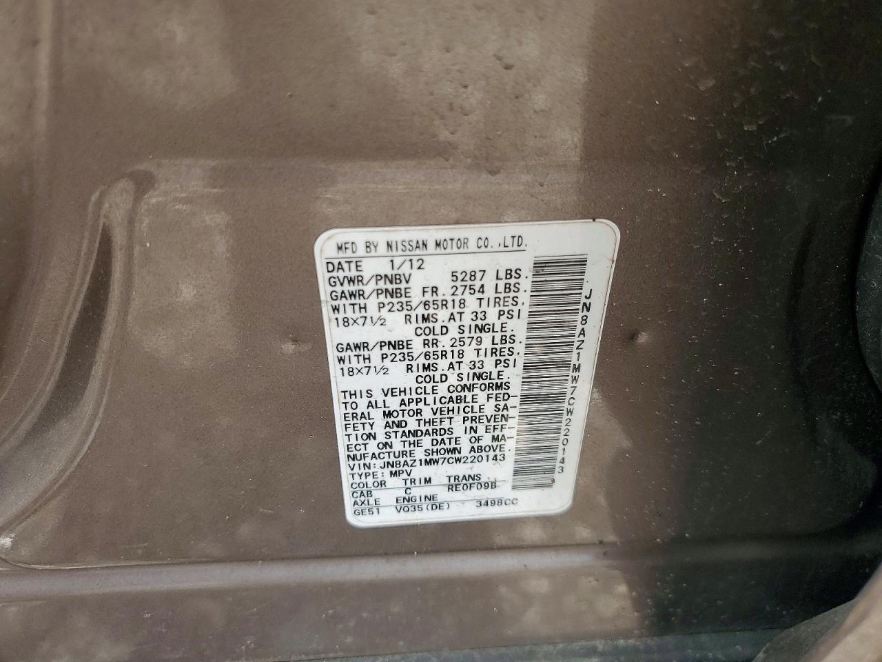 2012 Nissan Murano S Gray vin: JN8AZ1MW7CW220143