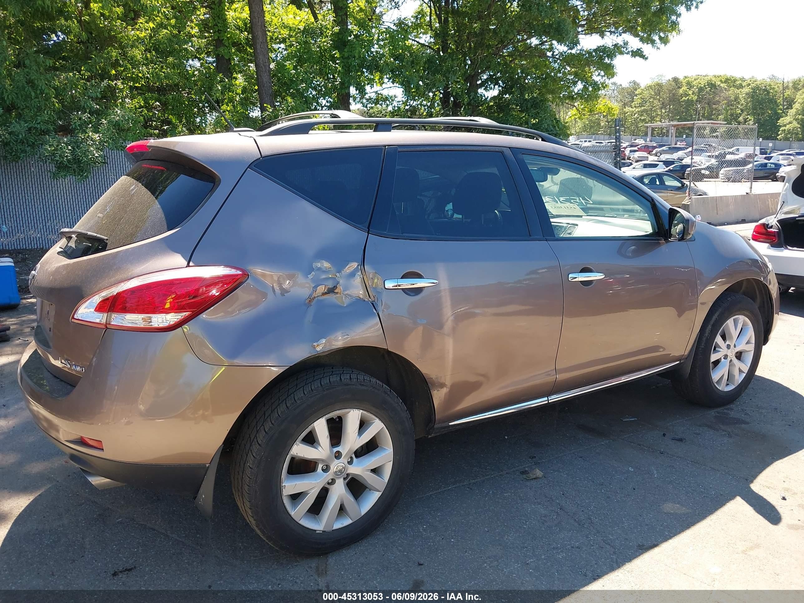 2012 Nissan Murano Sl Brown vin: JN8AZ1MW7CW222202