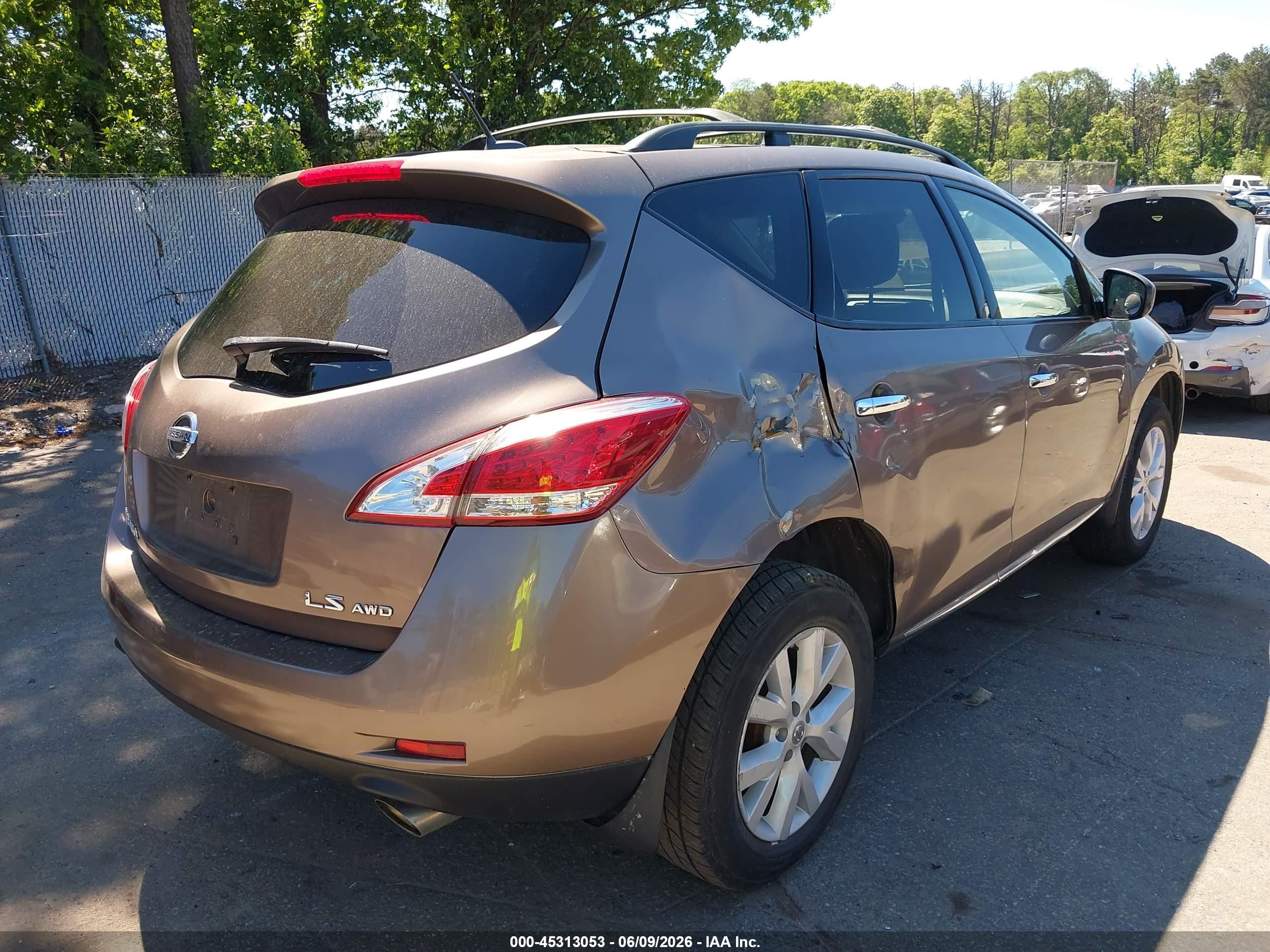 2012 Nissan Murano Sl Brown vin: JN8AZ1MW7CW222202