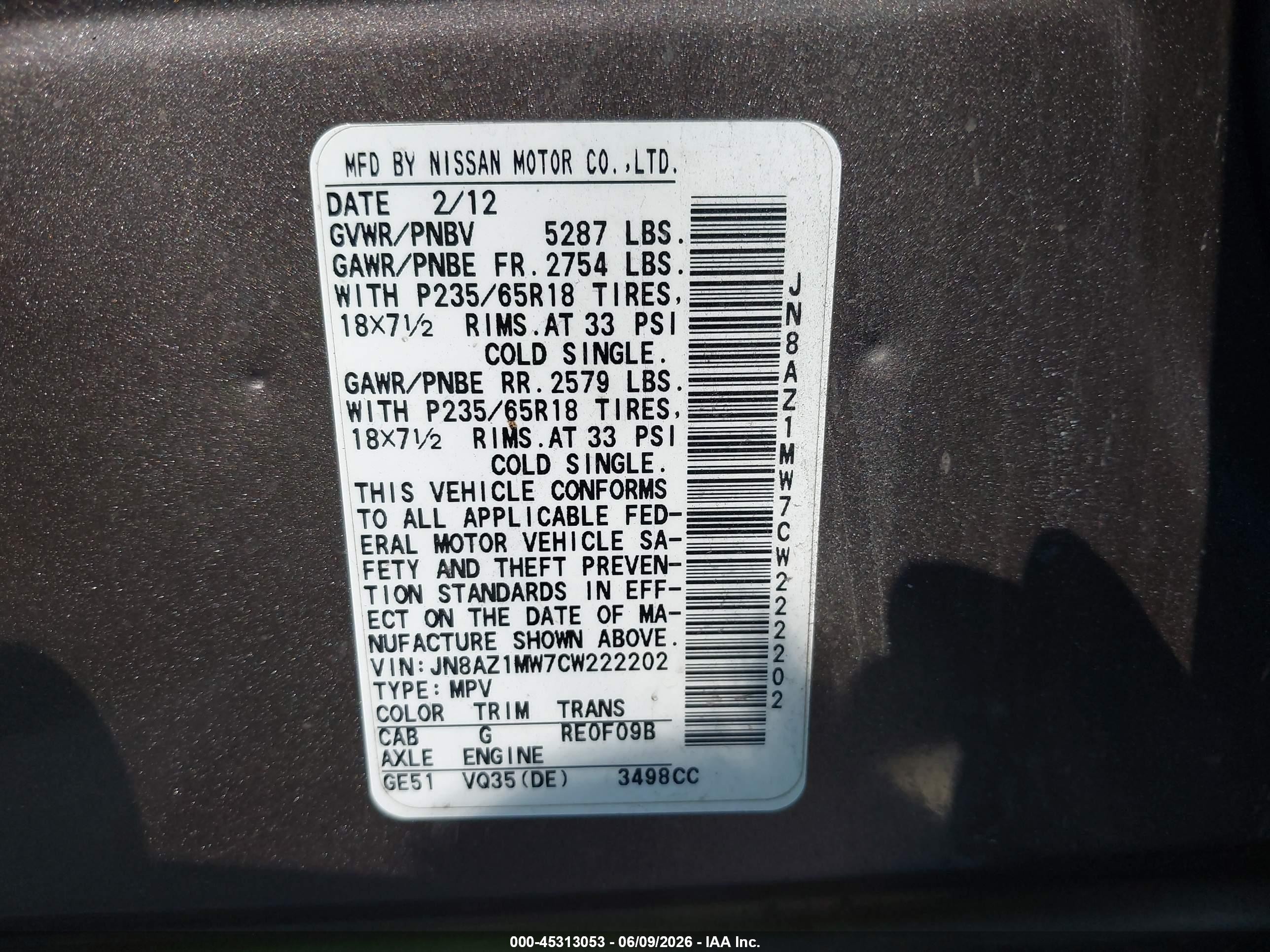 2012 Nissan Murano Sl Brown vin: JN8AZ1MW7CW222202