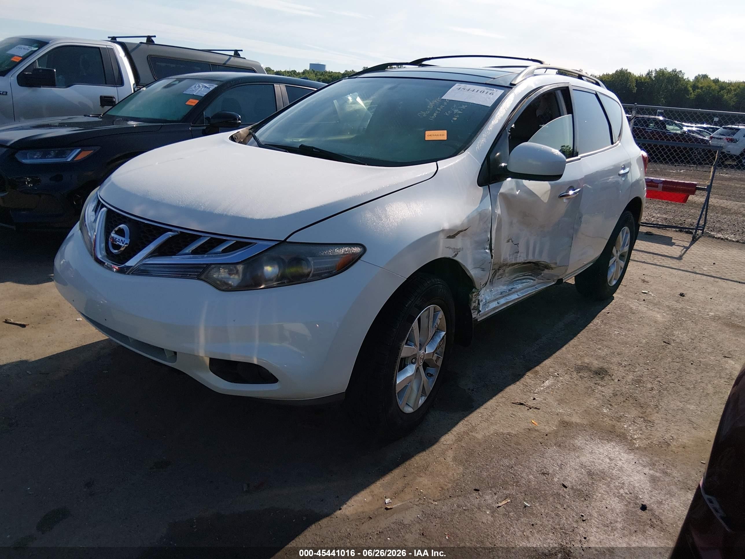2012 Nissan Murano Sv White vin: JN8AZ1MW7CW238223