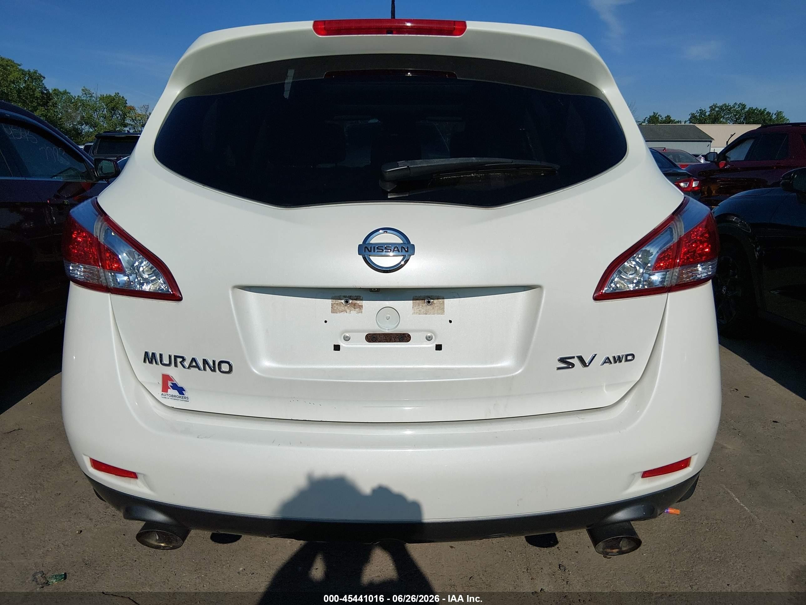2012 Nissan Murano Sv White vin: JN8AZ1MW7CW238223